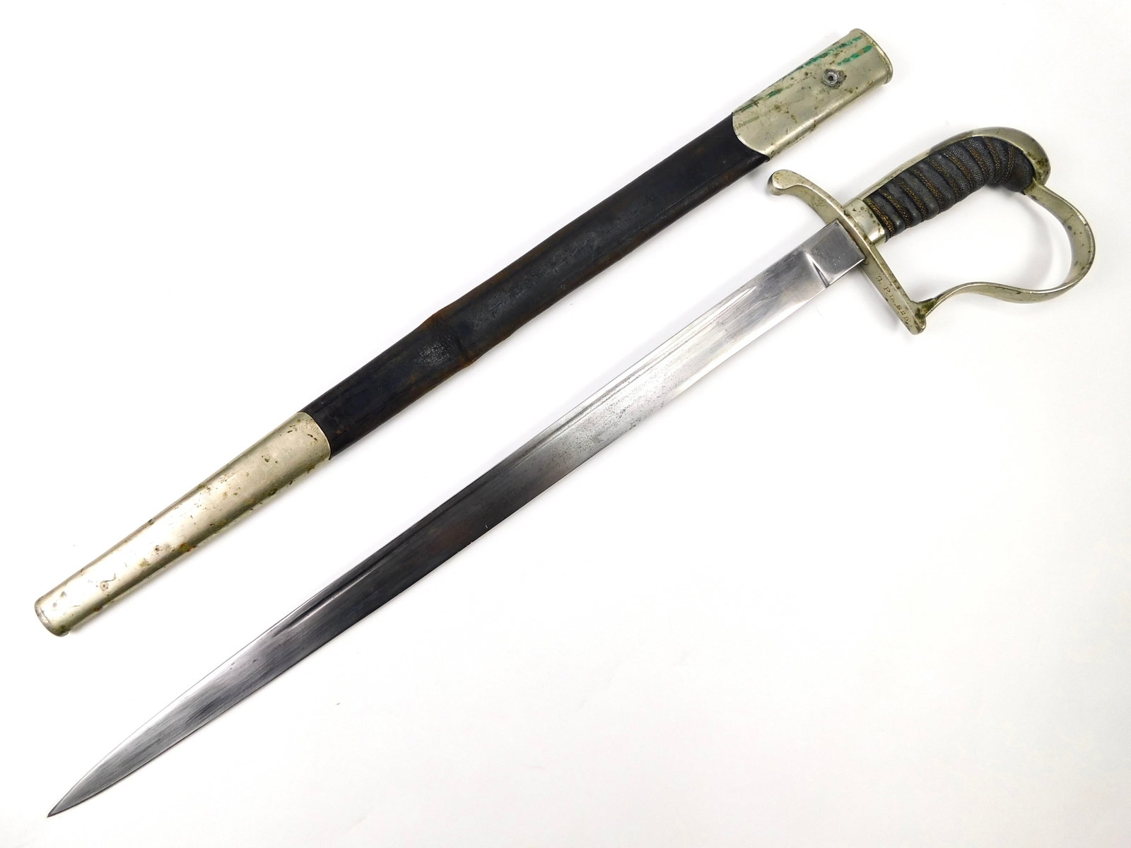 German Germany Antique WW1 Police Short Sword w/ Scabbard: German WW1 Police Short Sword with Scabbard. 24 1/2" total length. The blade is 19 3/4". No international shipping for this item.