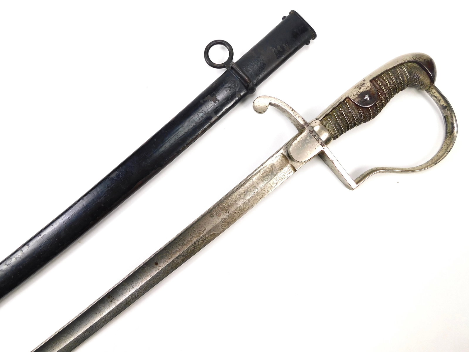 German Germany Antique WW1 Engraved Artillery Officer's Sword w/ Scabbard (1 of 20)