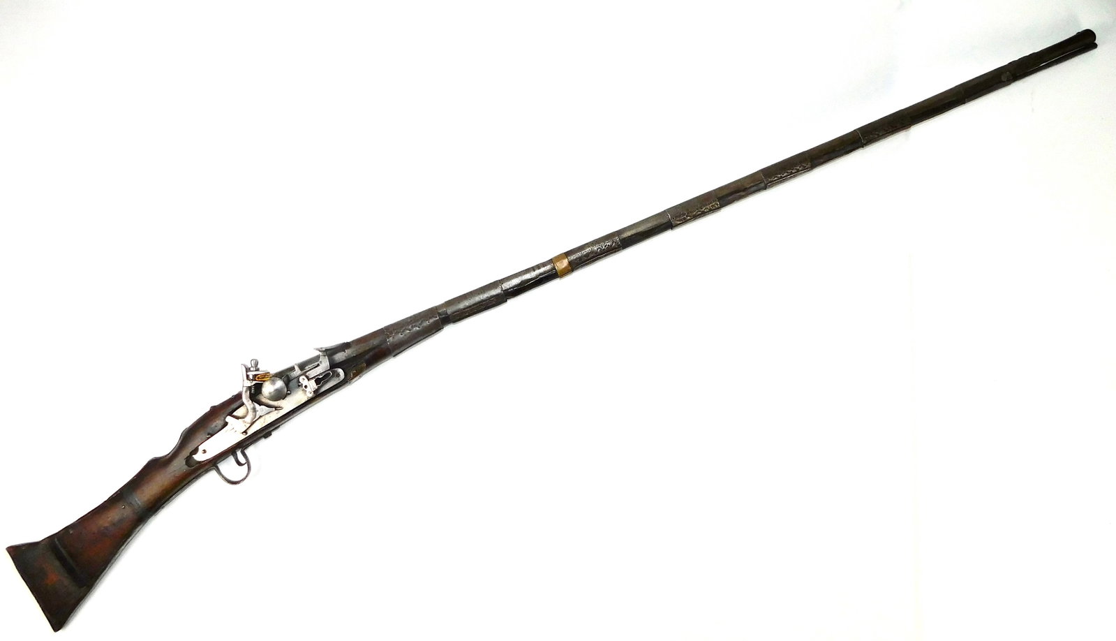 Antique Middle Eastern Maker Marked Flintlock Rifle Muzzleloader - 2