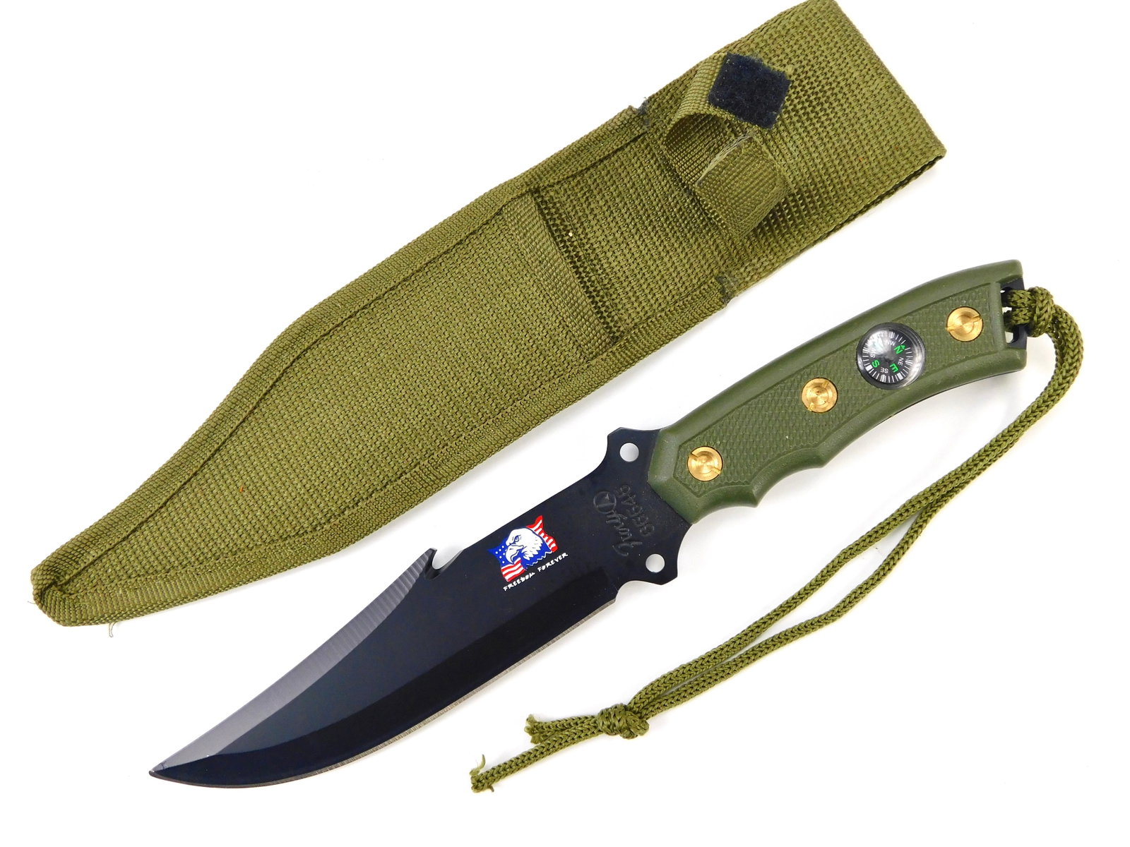 Fury Freedom Forever Tactical Survival Fighting Knife w/ Sheath: Fury Freedom Forever Tactical Survival Fighting Knife with Sheath. Made in China. 10 7/8" long with 6 1/2" blade.