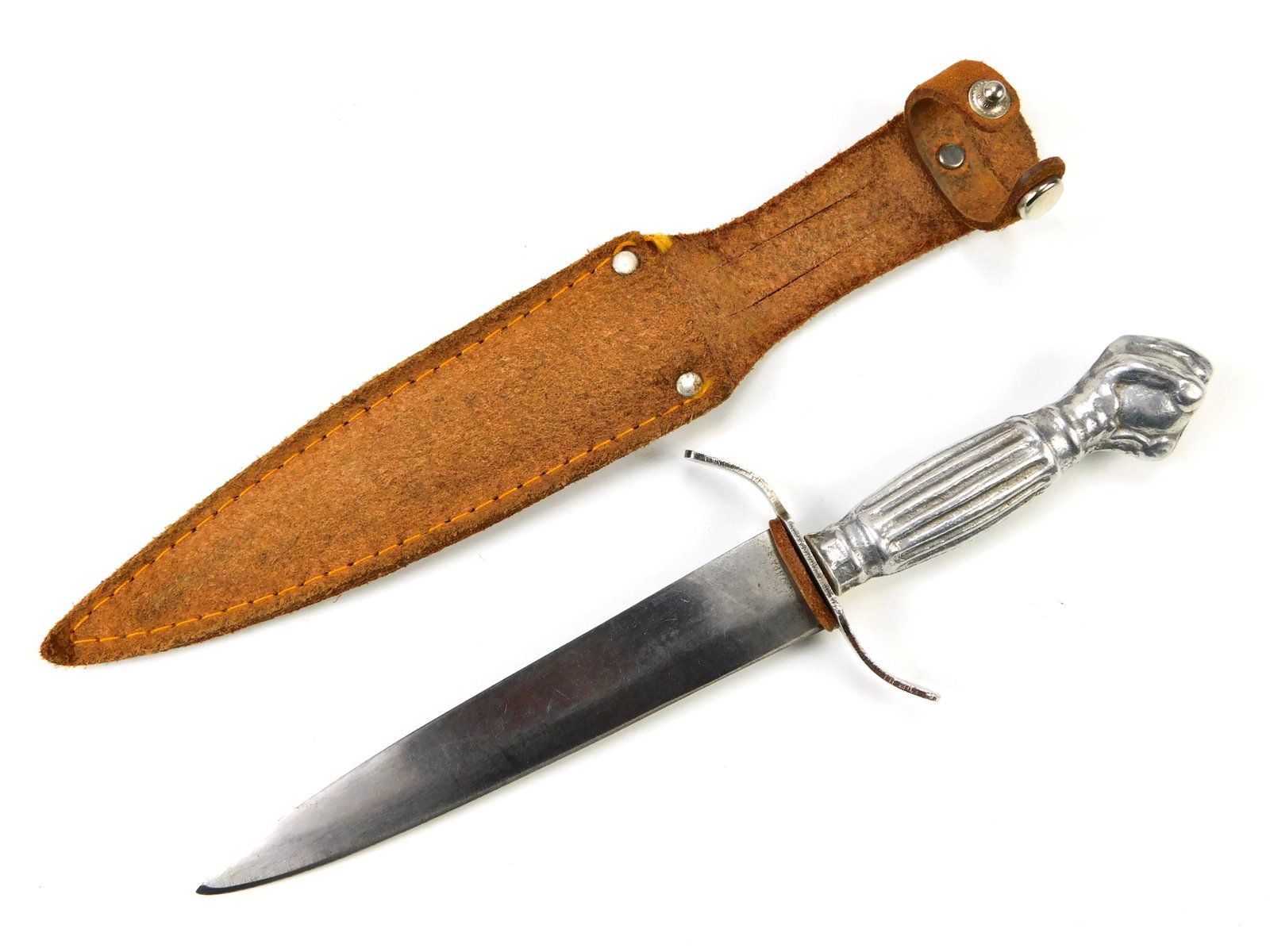Vintage Japan Japanese Figural Handle Stiletto Boot Fighting Knife w/ Sheath (1 of 15)