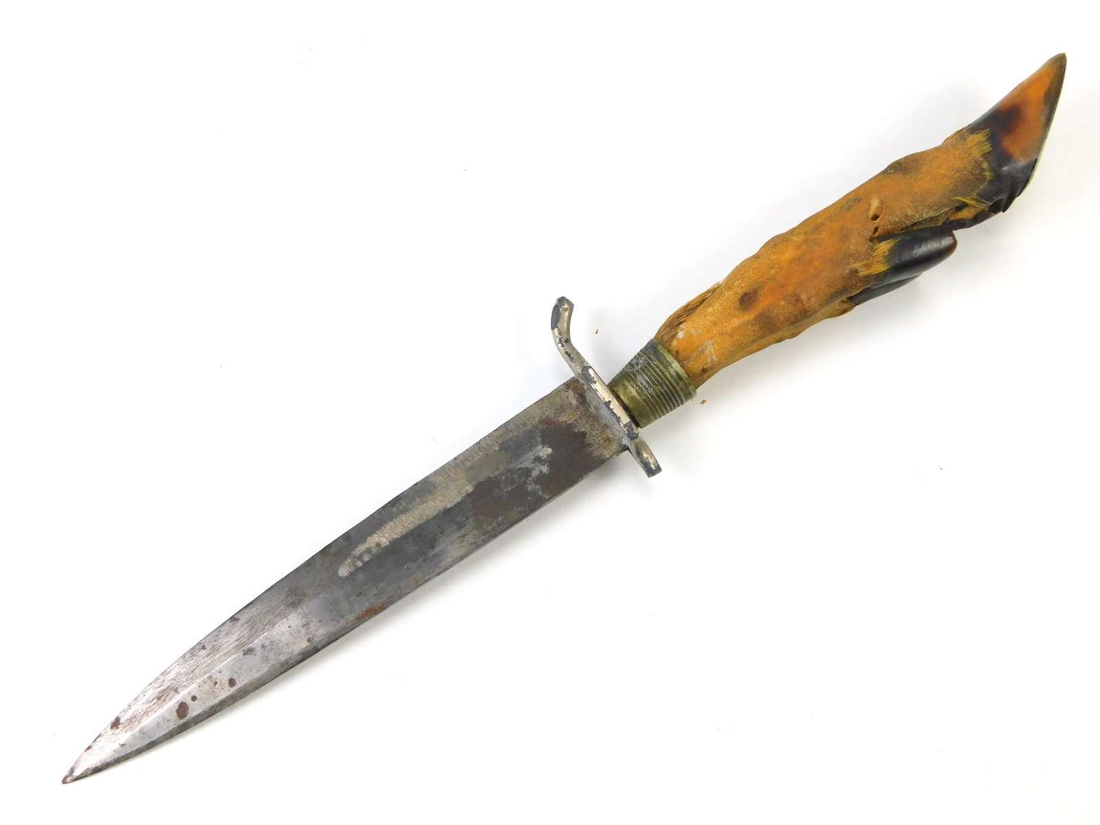 Antique Mexico Mexican WW1 WW2 Boot Deer Foot Hunting Knife: Antique Mexico Mexican WW1-WW2 Boot Deer Foot Hunting Knife. No sheath. 11 1/2" long with 6" blade.