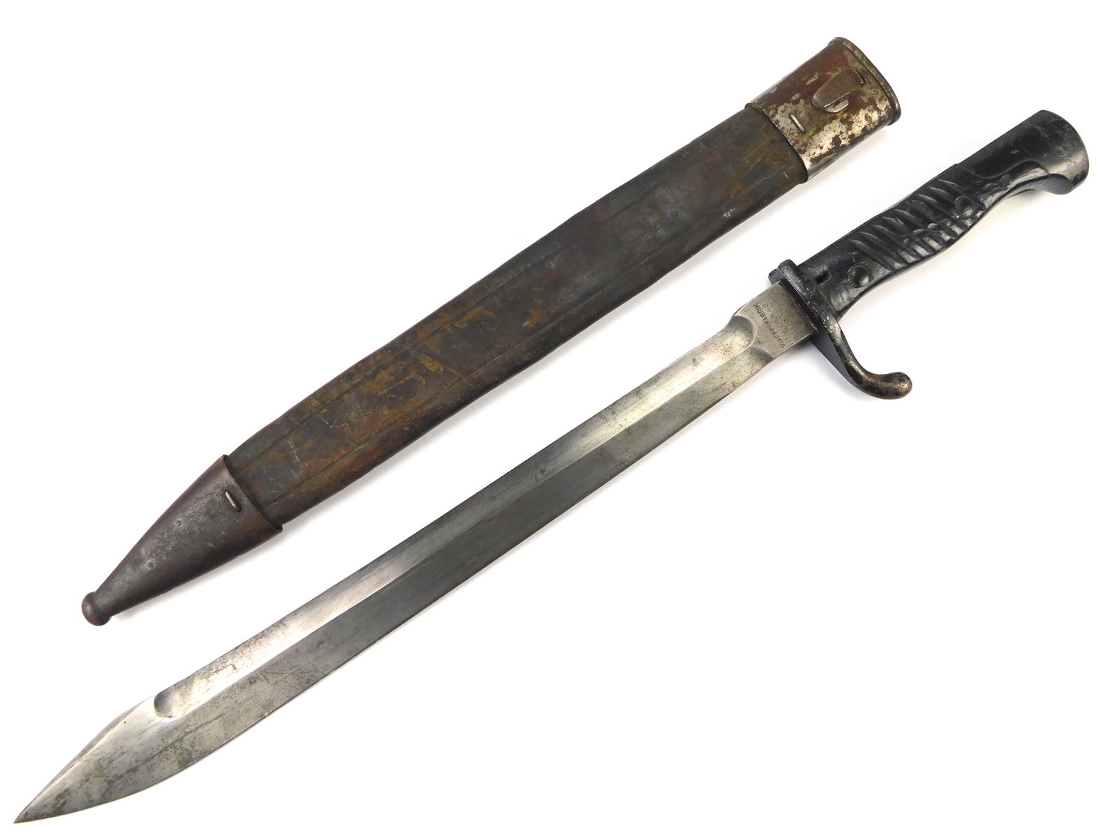 German Germany Antique WW1 Butchers Bayonet Fighting Knife w/ Scabbard (1 of 18)