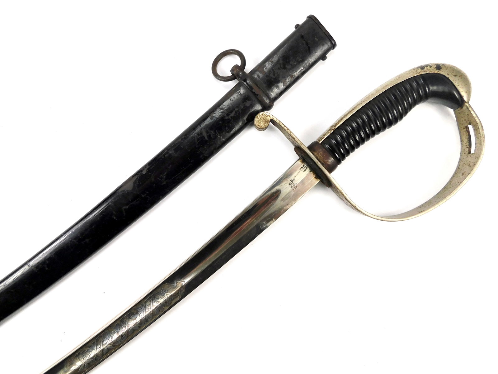 German Germany Antique WW1 Alcoso Engraved Officer's Sword w/ Scabbard (1 of 20)
