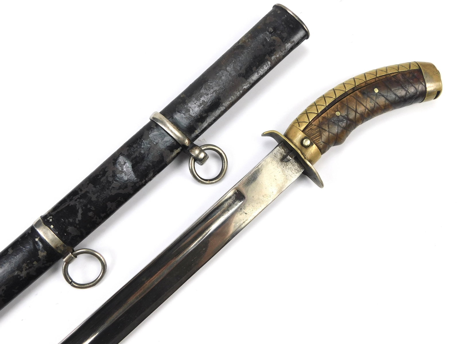 Chinese China Antique Old WW1 Cavalry Sword w/ Scabbard: Chinese WW1 Cavalry Sword with Scabbard. 37" long with 31 5/8" blade.