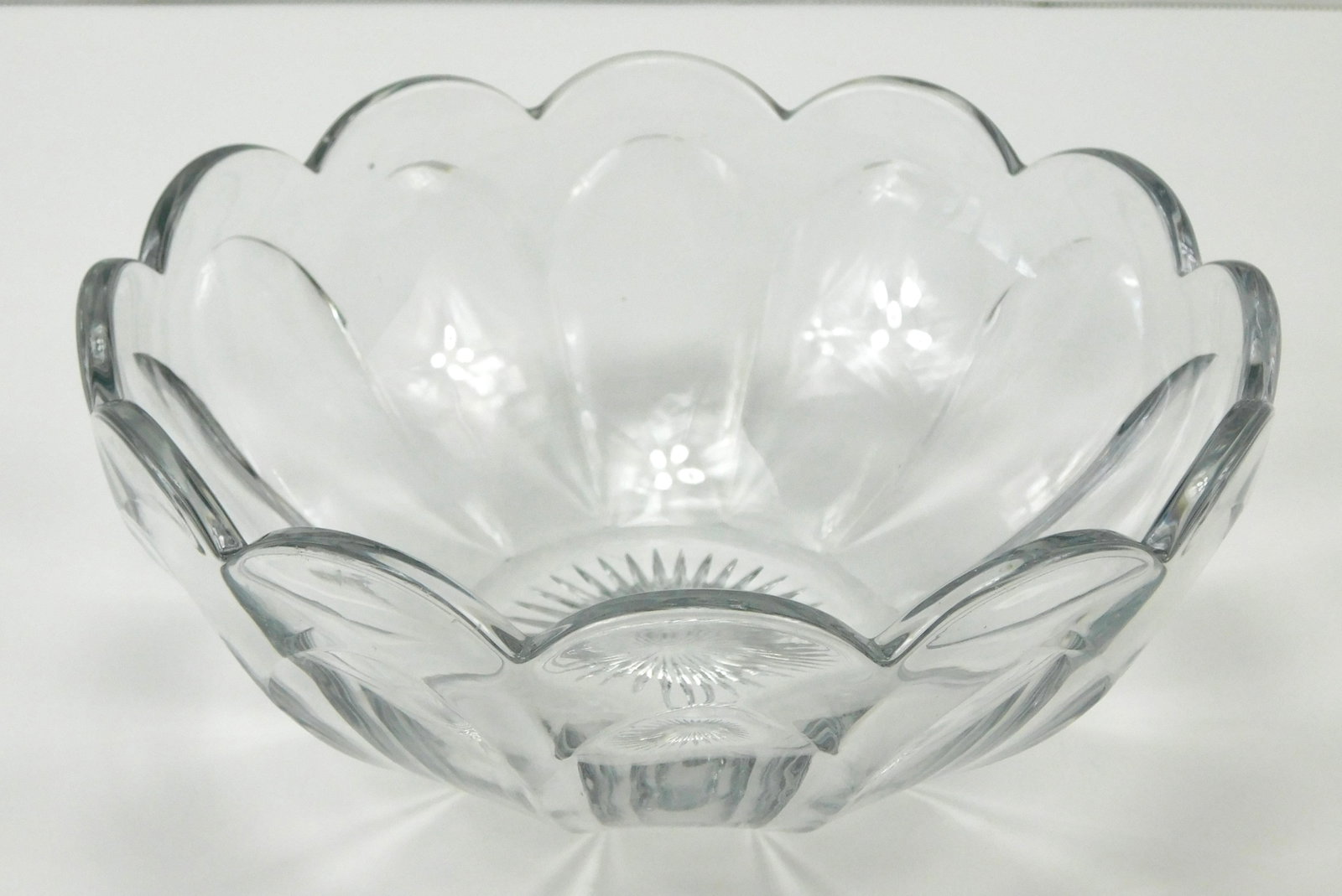 Antique Heisey Signed Clear Glass Colonial Paneled Serving Bowl Scalloped Rim (1 of 6)
