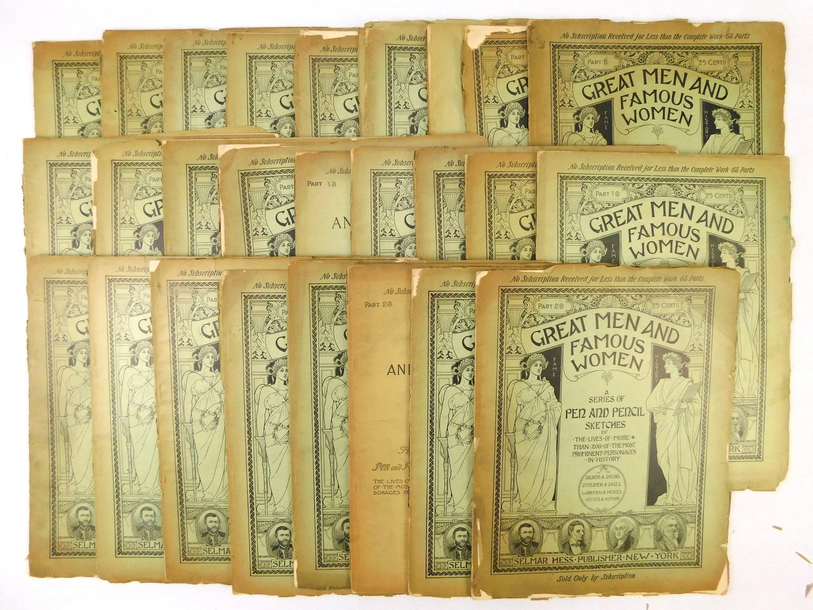Lot 25 US Antique Great Men & Famous Woman Pen & Pencil Sketches Magazine: Lot of 25 US Antique "Great Men and Famous Woman Pen and Pencil Sketches" Magazines. Fair condition.