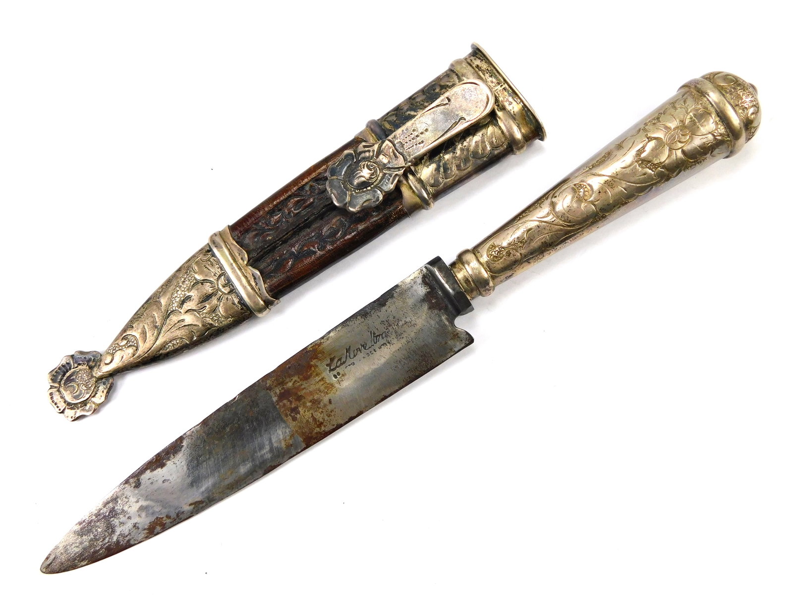 Antique Vintage Argentina Gaucho Silver Plated Knife w/ Scabbard (1 of 16)