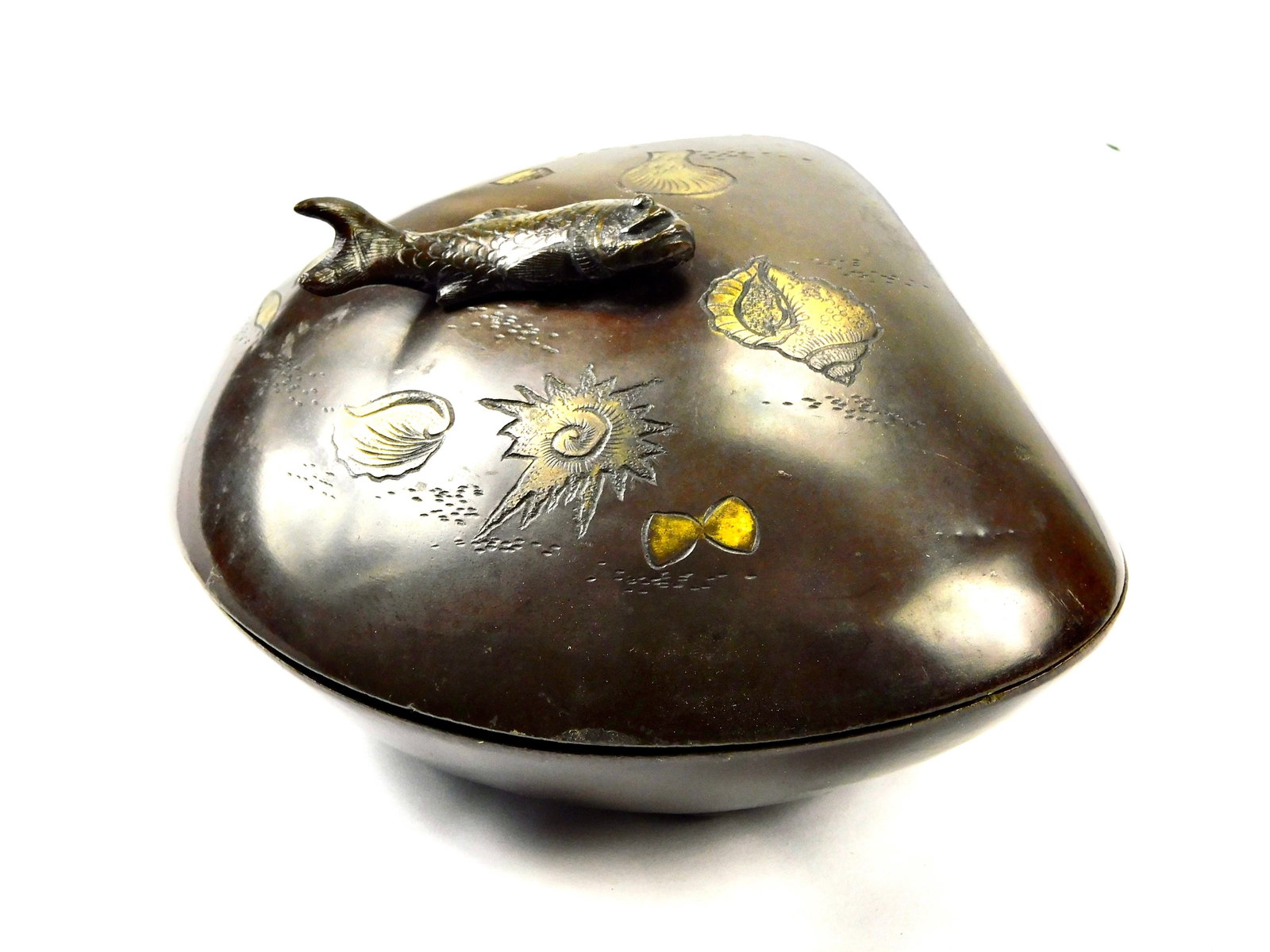 Japanese Japan China Chinese Bronze Seashell Shell Art Jewelry Box (1 of 17)