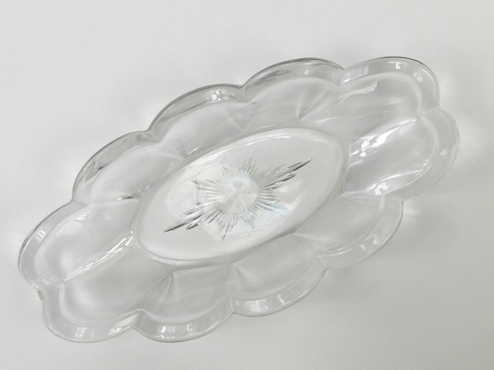 Vintage K-Tel Signed Clear Pressed Glass Scalloped Celery Relish Tray (1 of 7)