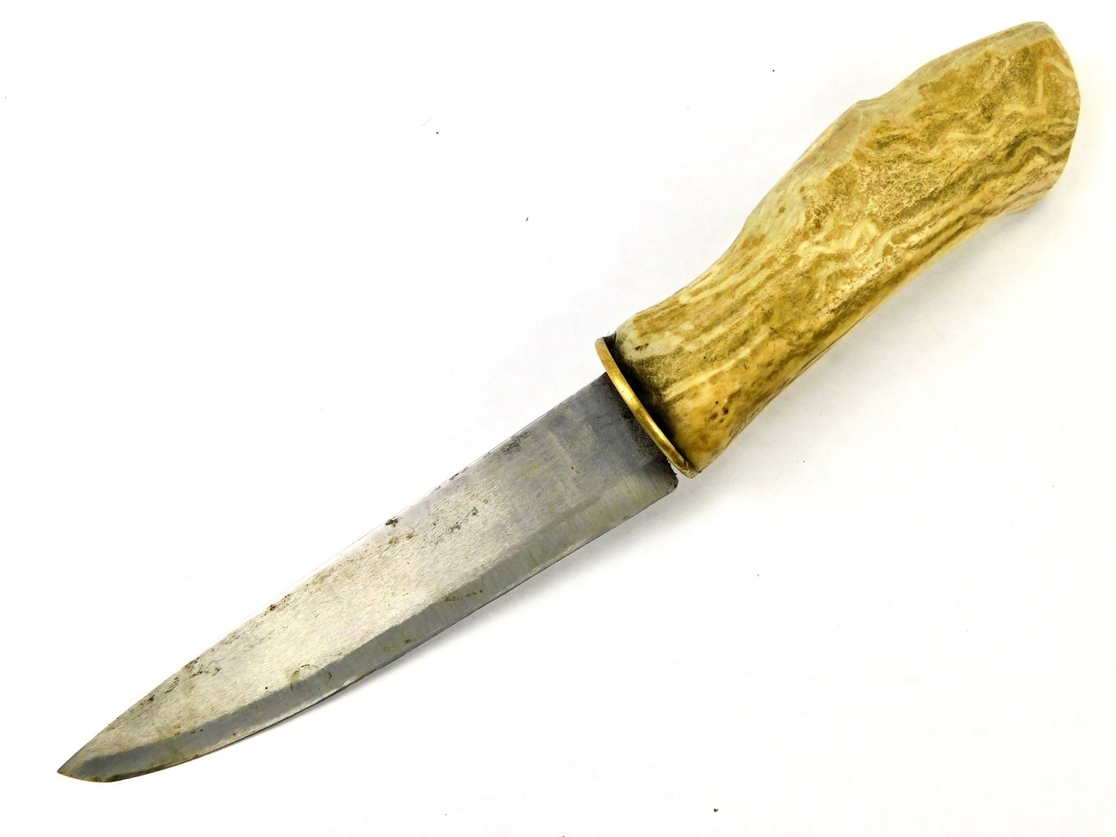Antique US Mountain Man Custom Made Handmade Stag Handle Hunting Knife: Antique US Mountain Man Custom Made Stag Handle Hunting Knife. No sheath. 12 3/4" long with 7" blade.