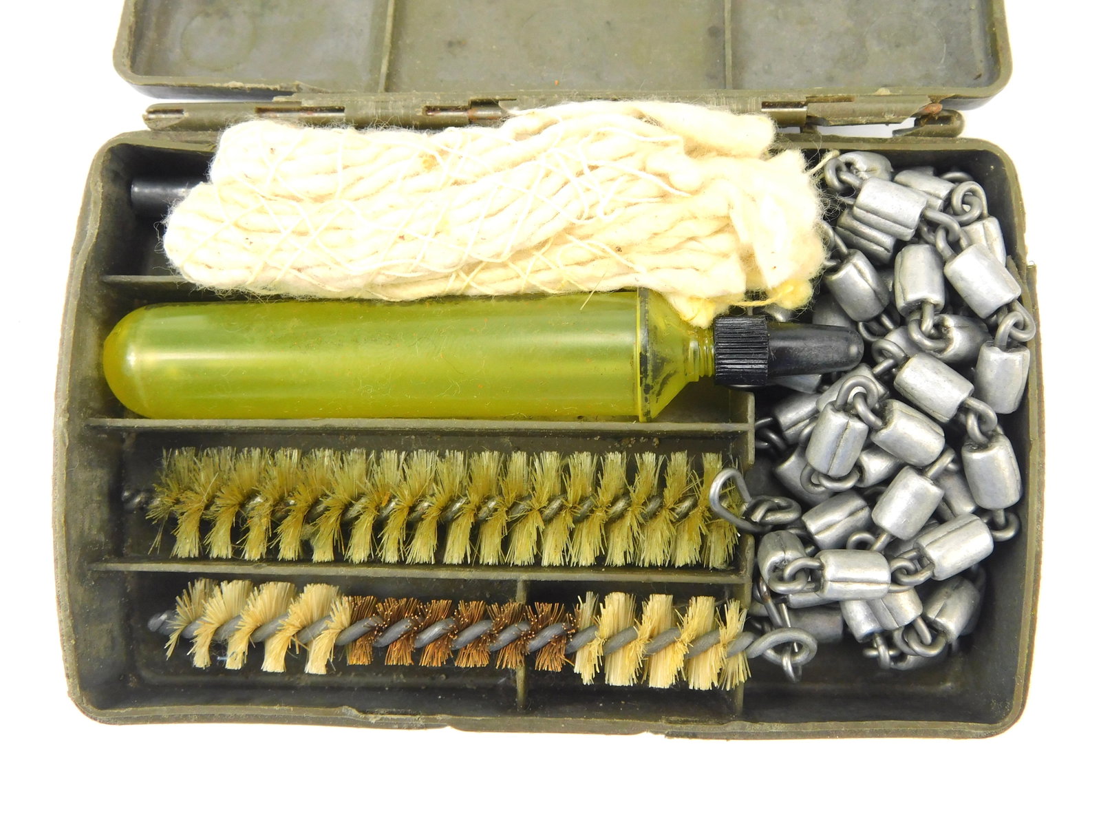 Vintage German Germany Austria Austrian Rifle Cleaning Kit Tool Set: Vintage German or Austrian Rifle Cleaning Kit. The box is damaged, pictured.