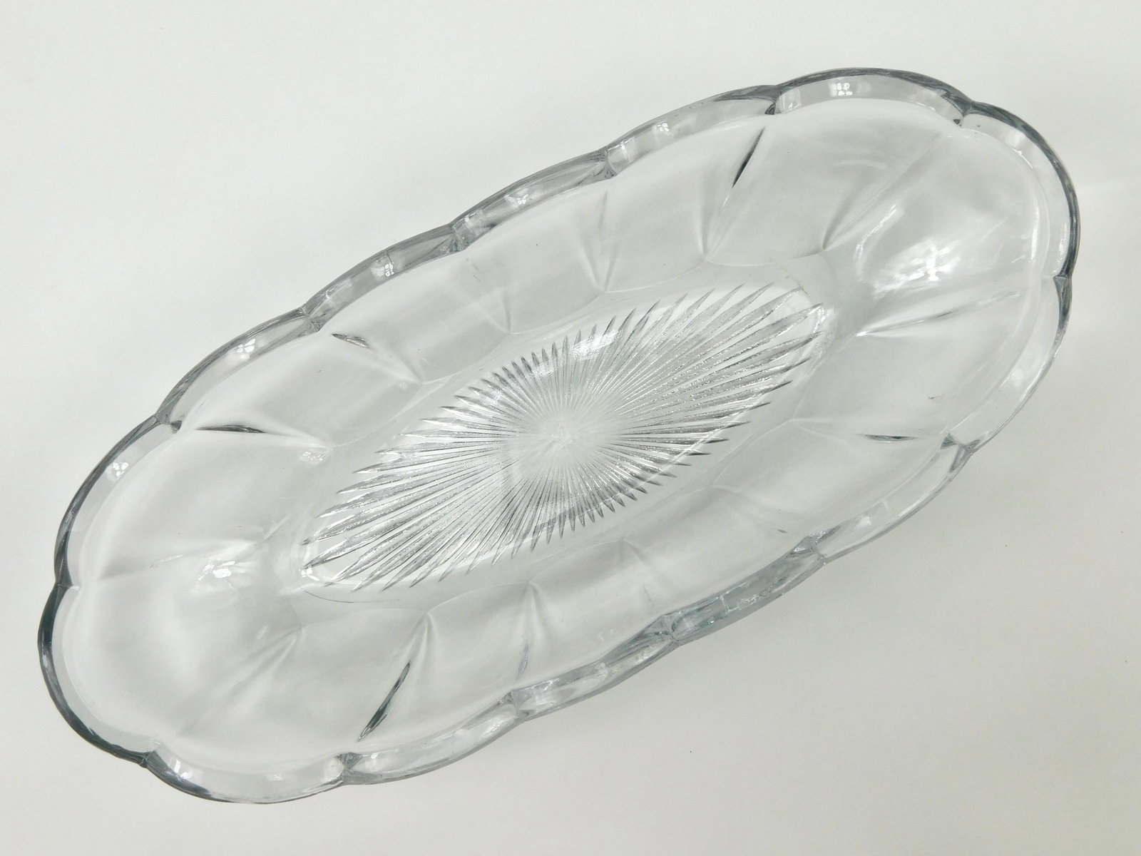 Antique Westmoreland Signed Clear Glass Banana Split Boat Dish Scalloped Starburst (1 of 7)