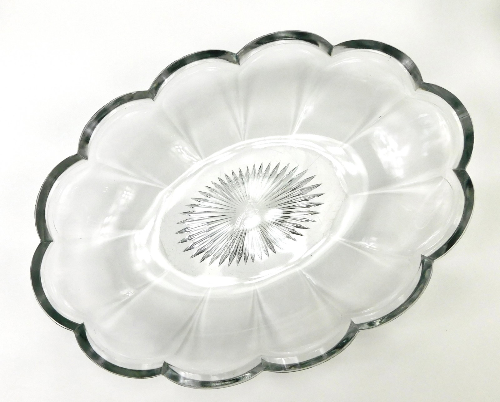 Antique Heisey Signed Large Clear Glass Celery Banana Split Boat Dish Scalloped (1 of 7)