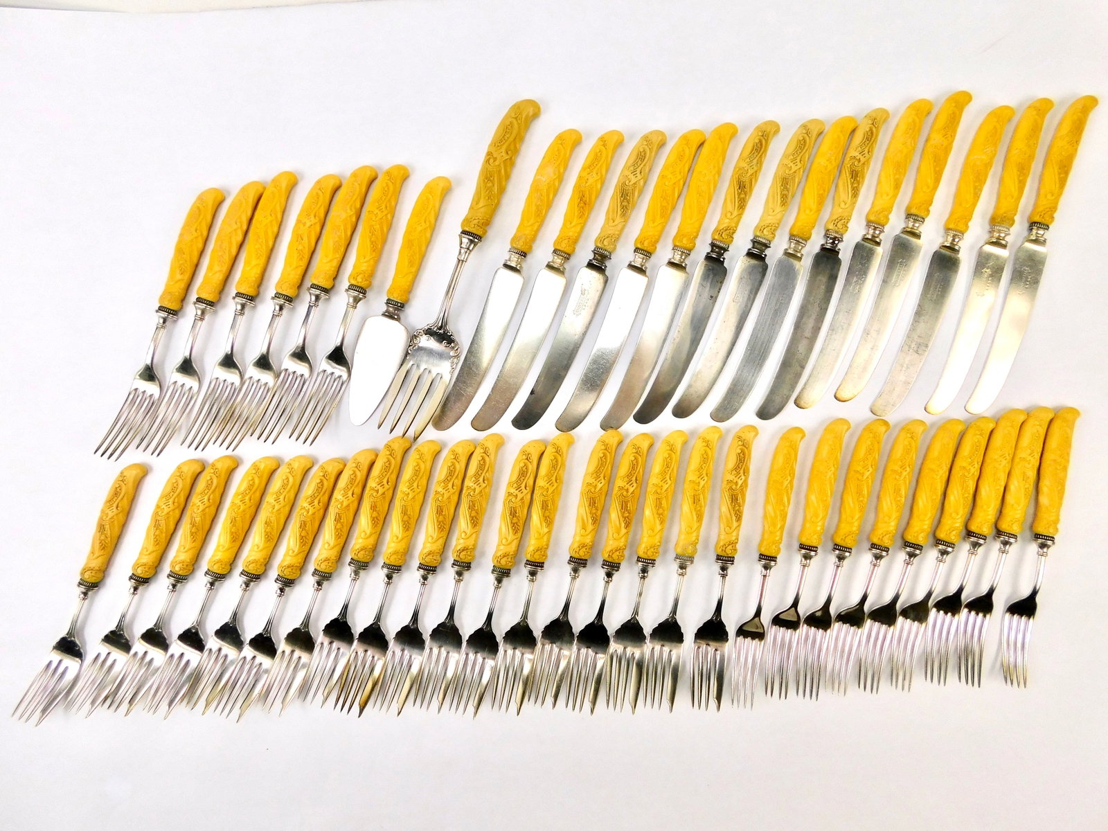 Antique US Universal L F & C Knife Fork Utensils 49 pcs Flatware Silverware Set (1 of 20)