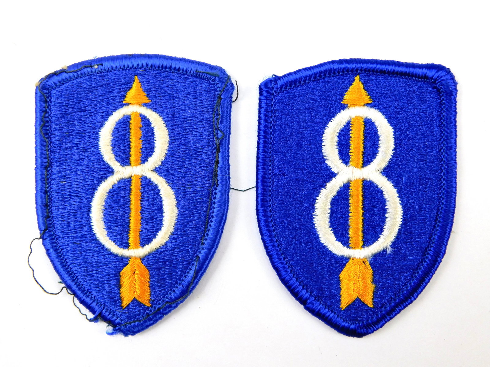 Set of 2 8th Division US Army Military BLUE EMBROIDERED PATCH (1 of 4)