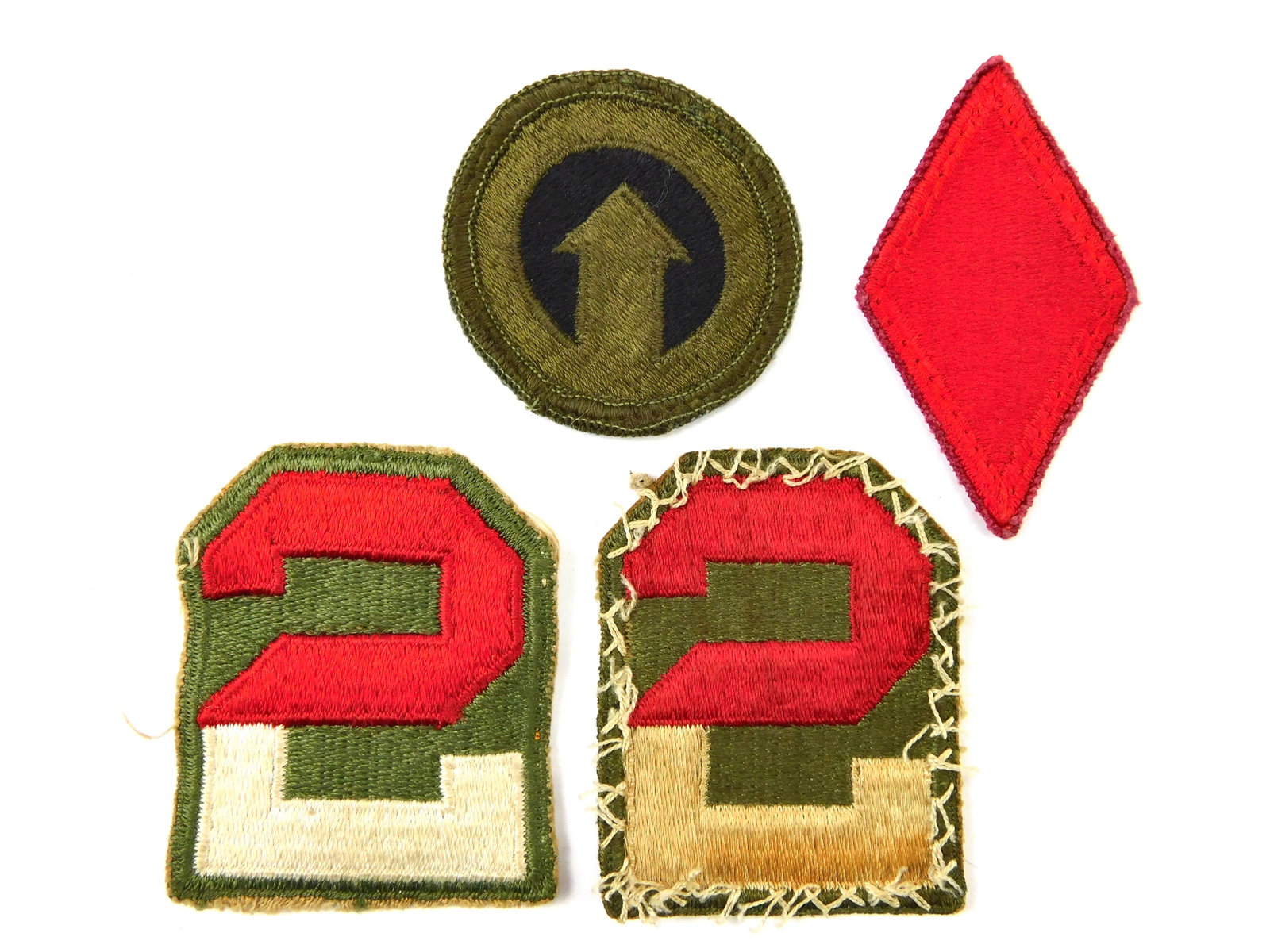 Vintage Set 4 US Army 3st Army & 2nd Army Embroidered Patch: Vintage Set of 4 US Army 3st Army & 2nd Army Embroidered Patches