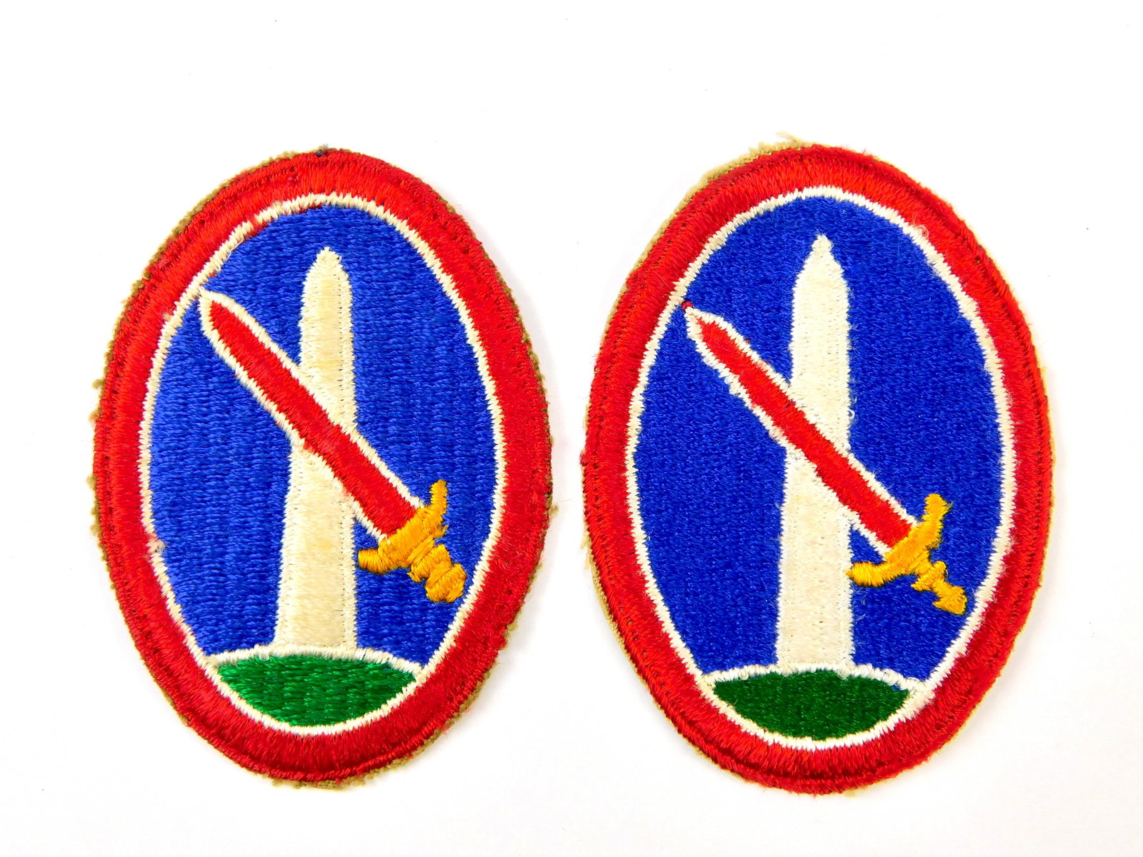 Vintage Set 2 WW2 US Army Military Dist. of Washington HQ Unit Patch: Vintage Set of 2 WW2 US Army Dist. of Washington HQ Unit Patches