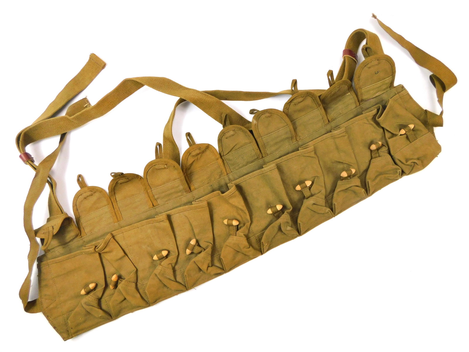 Vintage China Chinese Military Army Ammo Pouch Bandolier Belt (1 of 6)