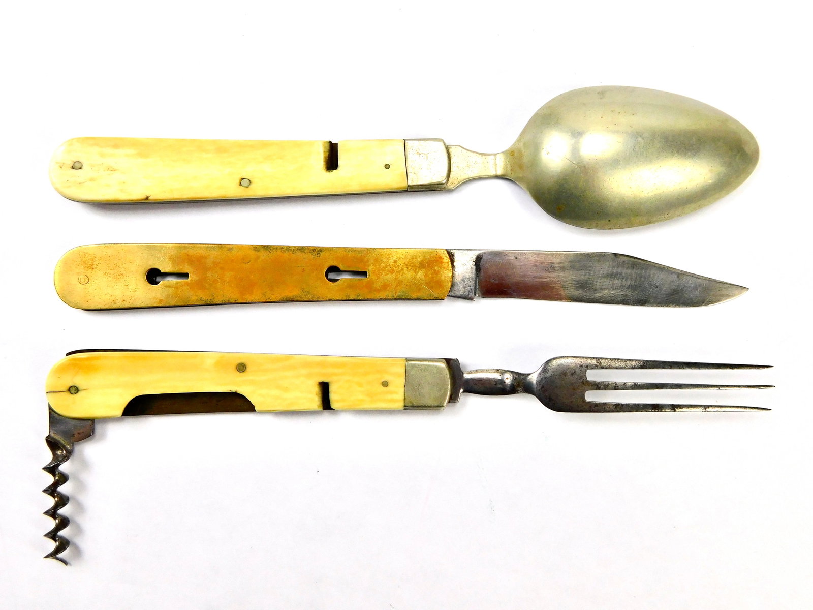 Antique US Civil War Combo Set Folding Pocket Knife Spoon Fork (1 of 11)