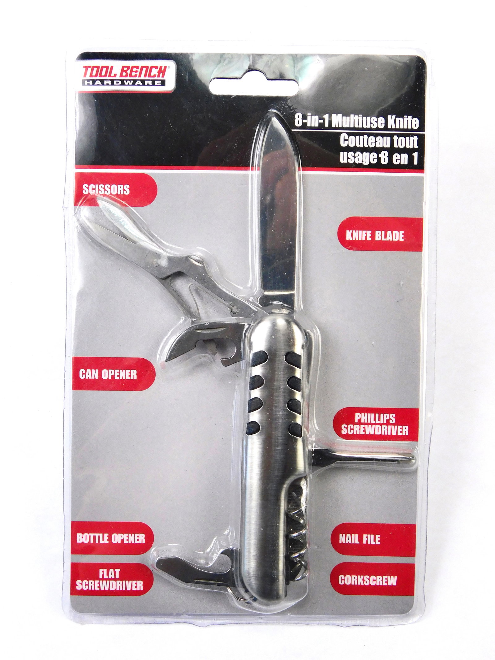 Vintage Tool Bench Hardware 8-in-1 Multiuse Folding Pocket Knife (1 of 4)
