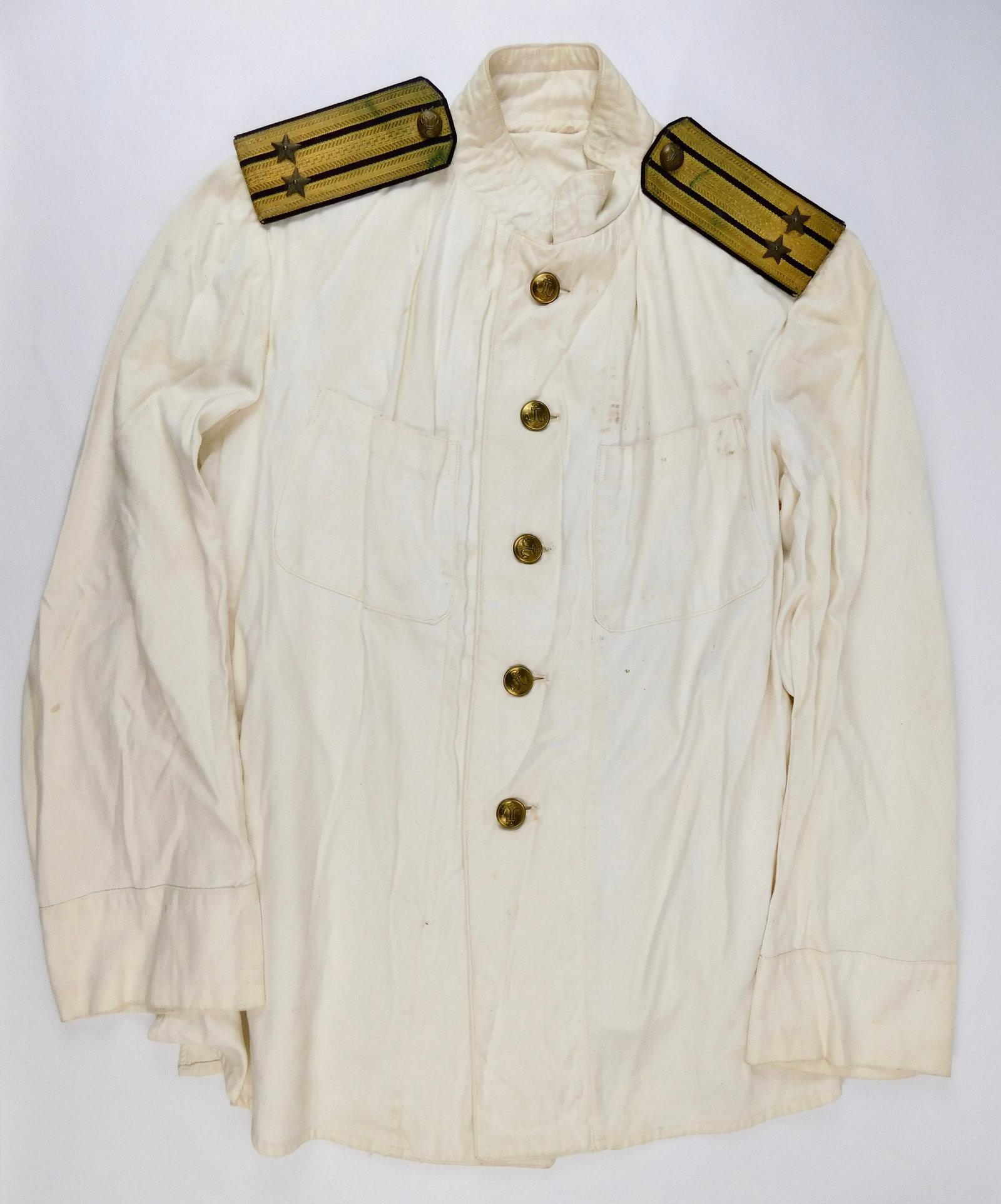 Soviet Russian Russia USSR WW2 Navy 2 Rank Captain Summer White Tunic Shirt Uniform (1 of 17)