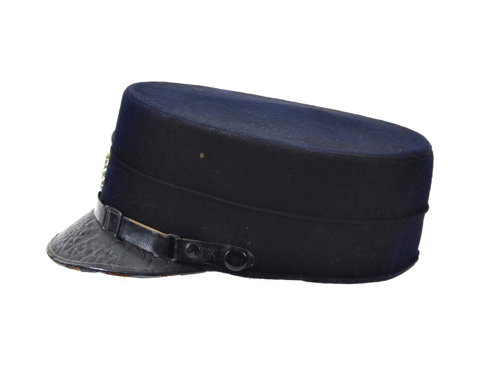 German Germany WW2 SS Cap Kepi Visor Hat w/ Skull Badge Pin: Very old kepi hat. The design doesn't match standard German issue, maybe its from another European country.