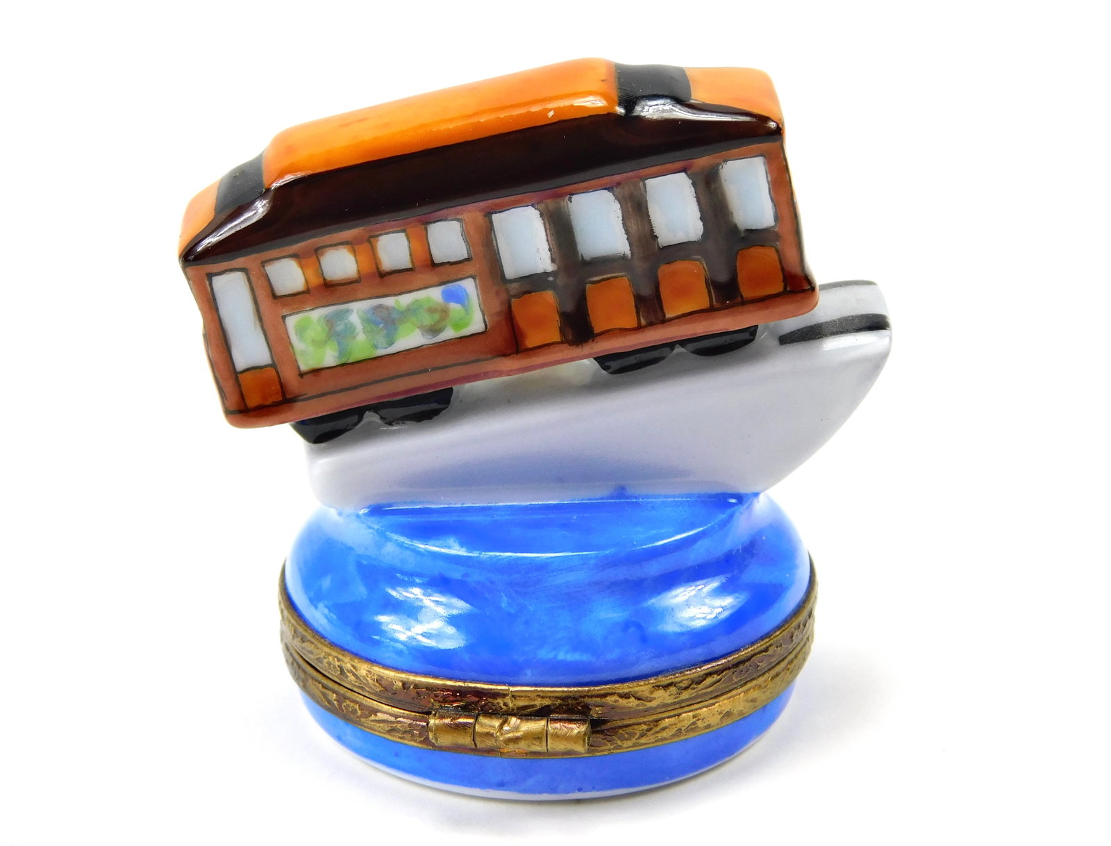 Limoges France San Francisco Cable Car Trolley Porcelain Trinket Box (1 of 7)