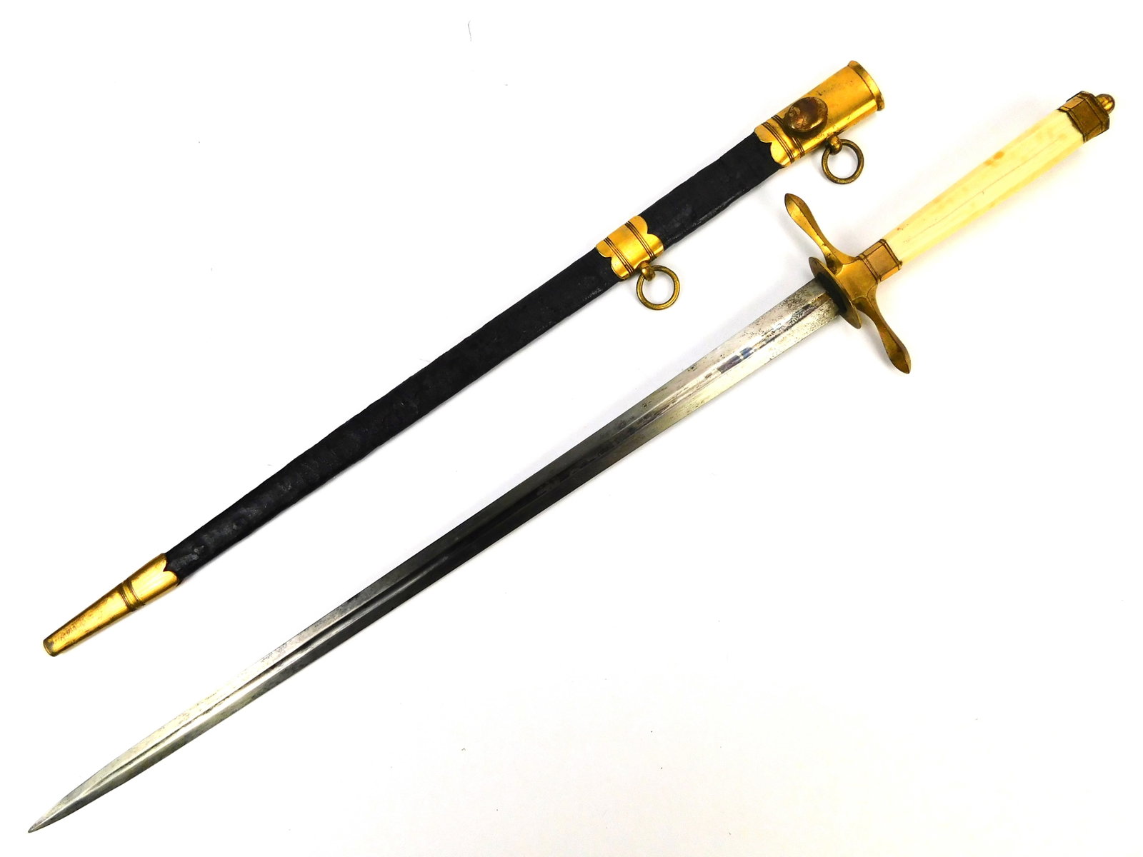 Antique US 1820's Pre Civil War Navy Officer's Dagger Fighting Knife w/ Scabbard (1 of 19)