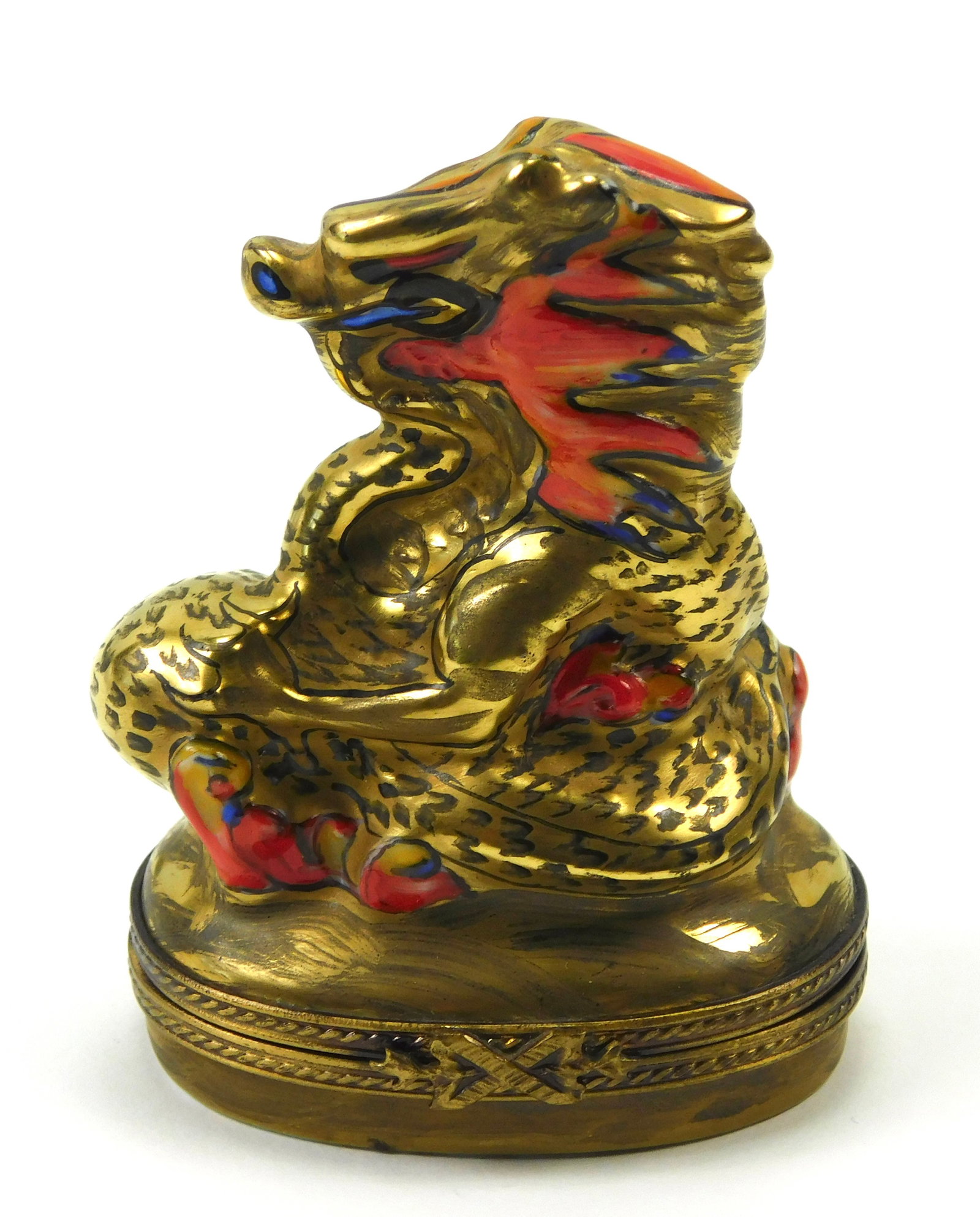 Limoges France Gilded Chinese Dragon Porcelain Trinket Box Griffi (1 of 5)