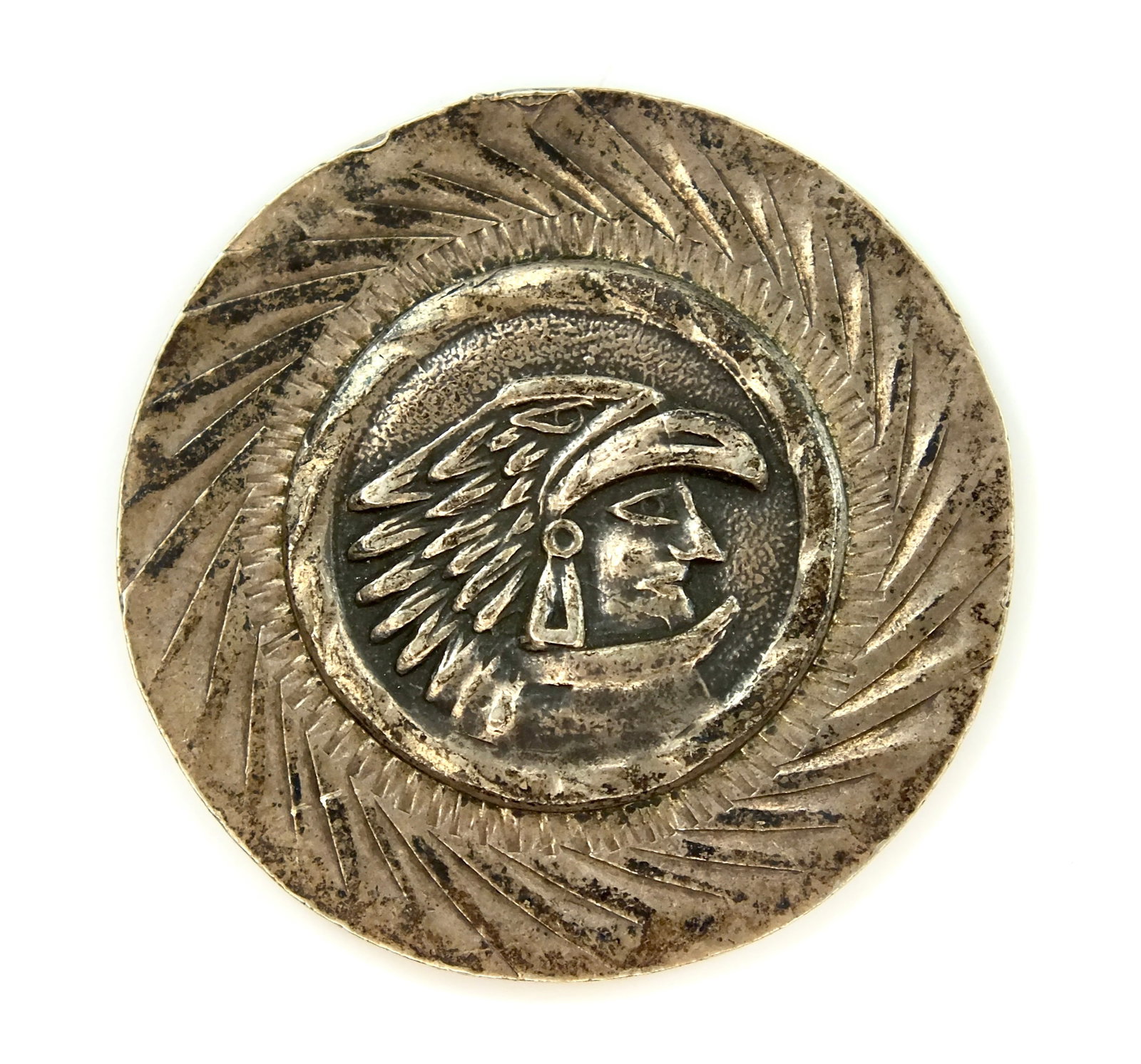 Vintage Mexico Mexican Silver Aztec Mayan Eagle Warrior Calendar Coin Jeton: Vintage Mexico Mexican Silver Aztec Mayan Eagle Warrior Calendar Coin Jeton. Measurements pictured. Conditions pictured.
