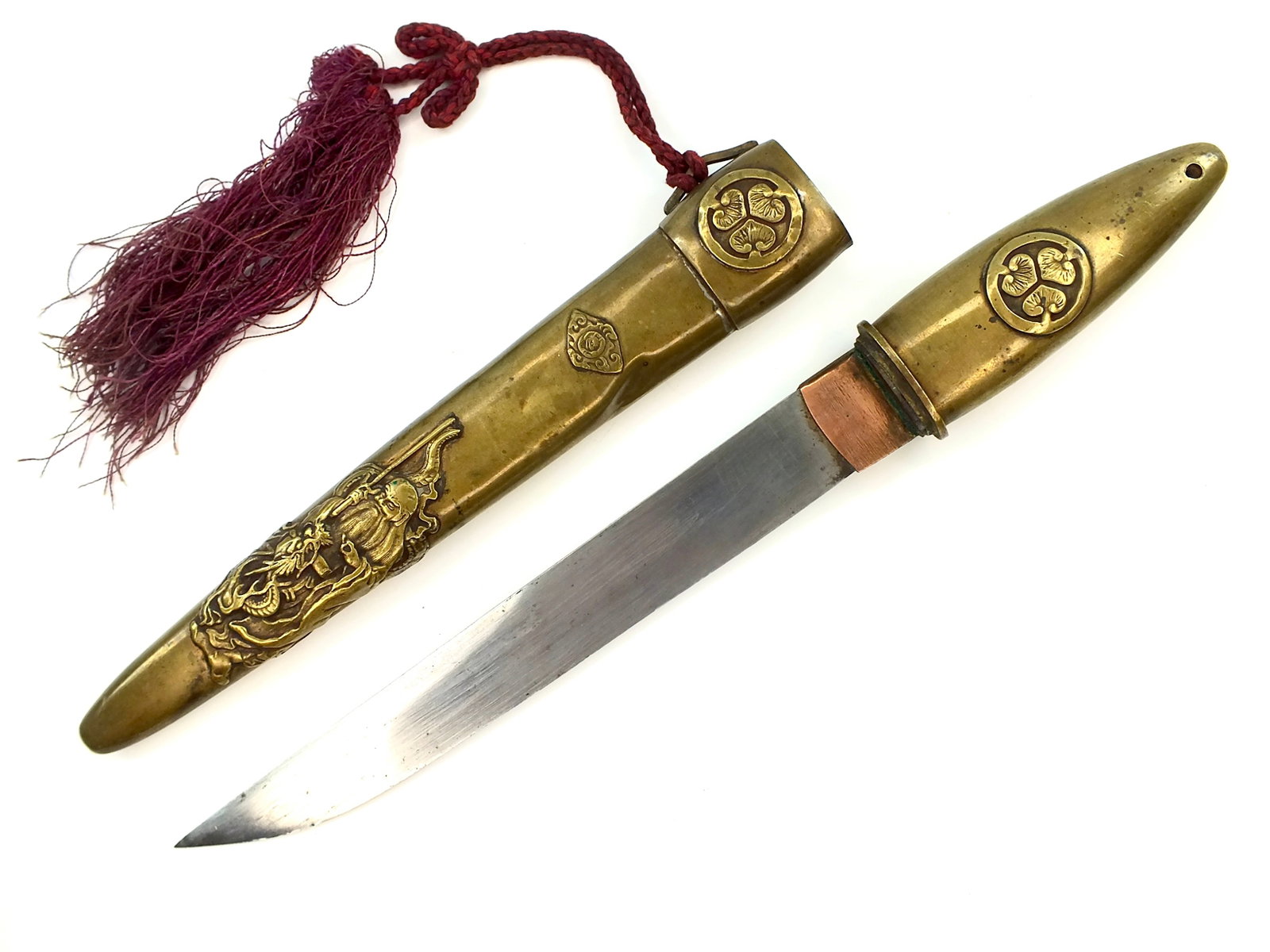 Japan Japanese Aikuchi Tanto Copper Bronze Knife (1 of 12)