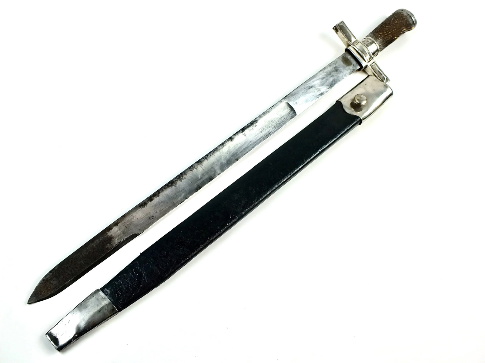 Antique German Germany 19 Century Large Heavy Hunting Sword Dagger Scabbard Frog (1 of 14)