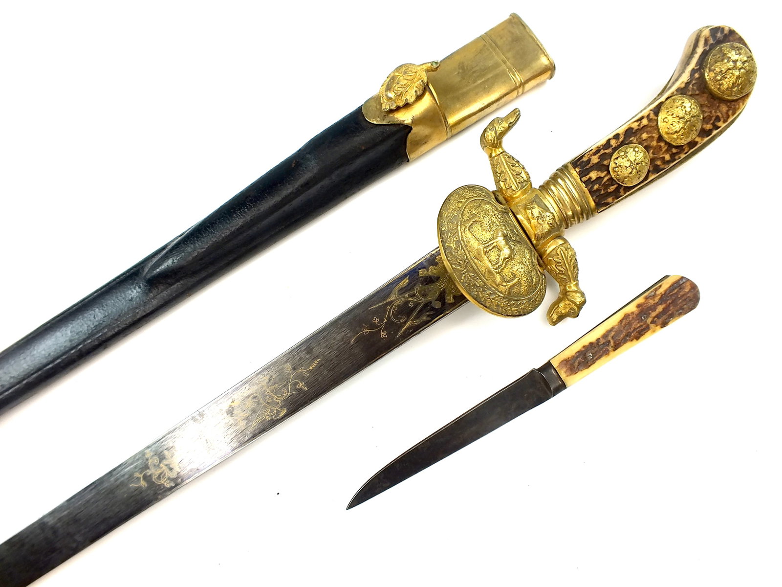 Antique German Germany 19 C Engraved Hunting Dagger (1 of 20)
