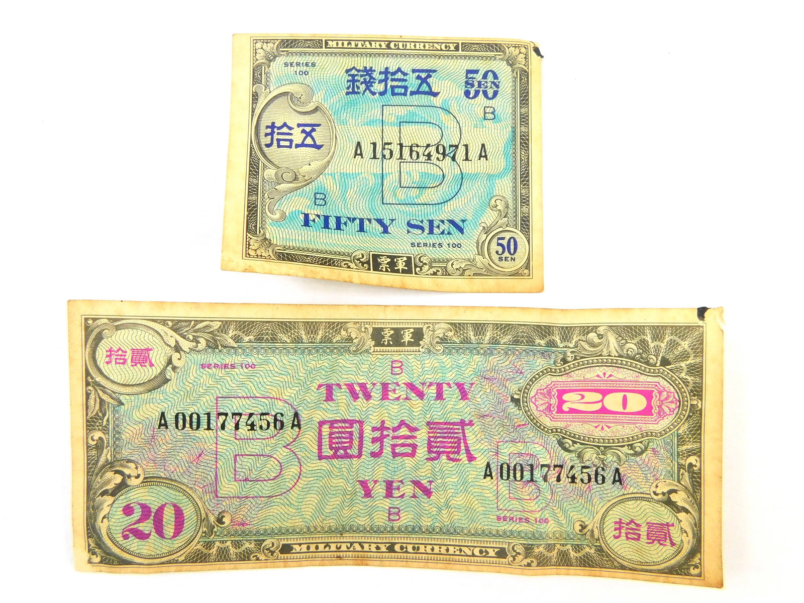 Japanese Paper Banknote Twenty Yen Series 100 Military Currency Note Bill Money (1 of 5)