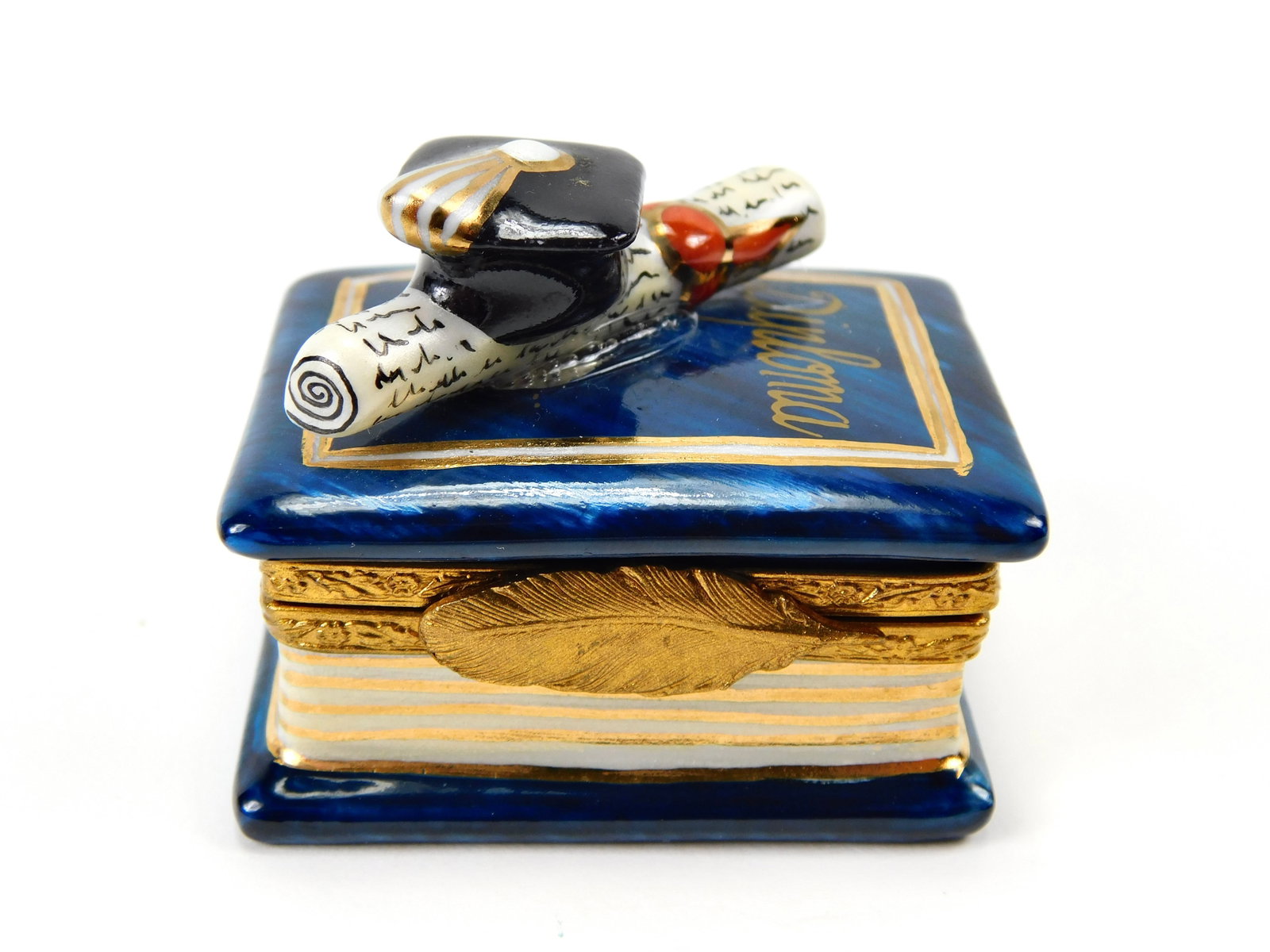 Limoges France Graduation Diploma Book Mortarboard Porcelain Trinket Box (1 of 6)