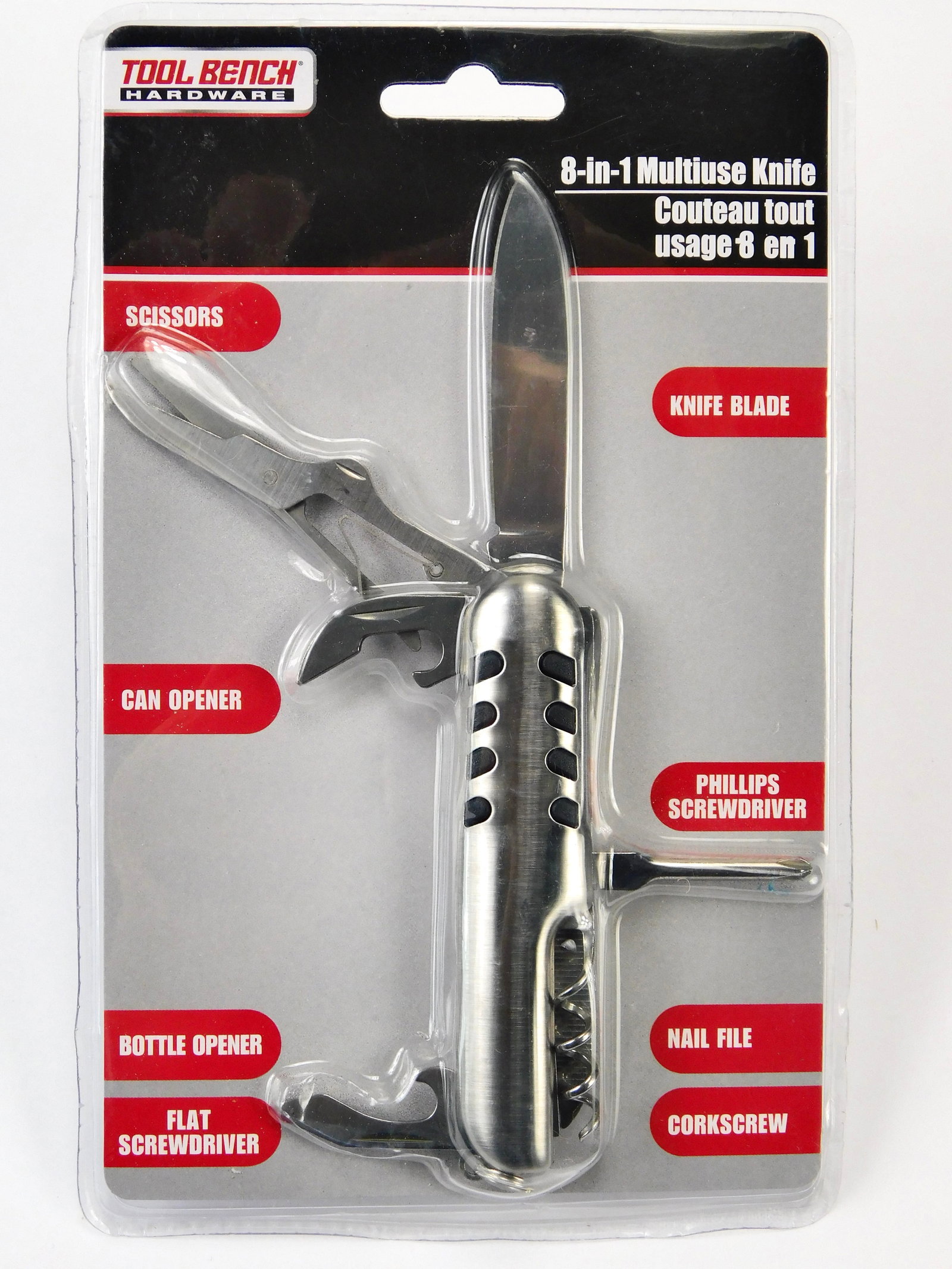 Tool Bench Hardware 8-in-1 Multiuse Folding Pocket Knife (1 of 3)
