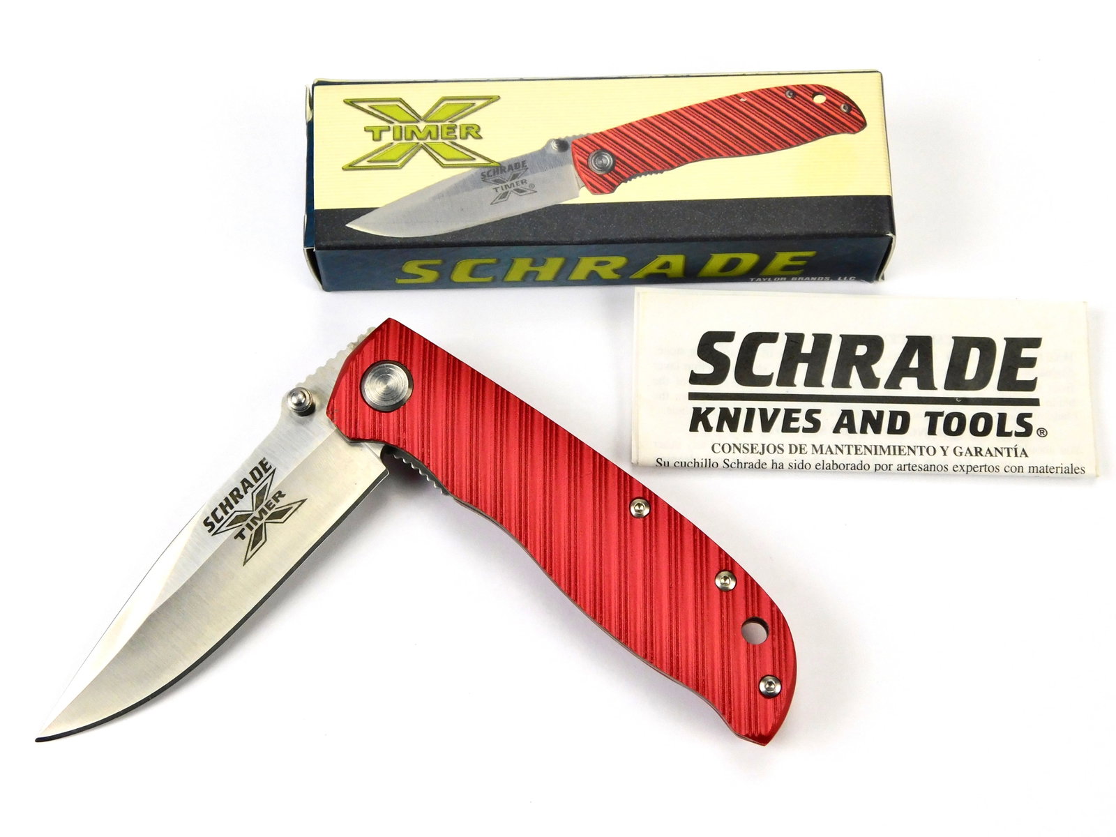 Schrade Taylor Brands X Timer Folding Pocket Knife Red (1 of 8)