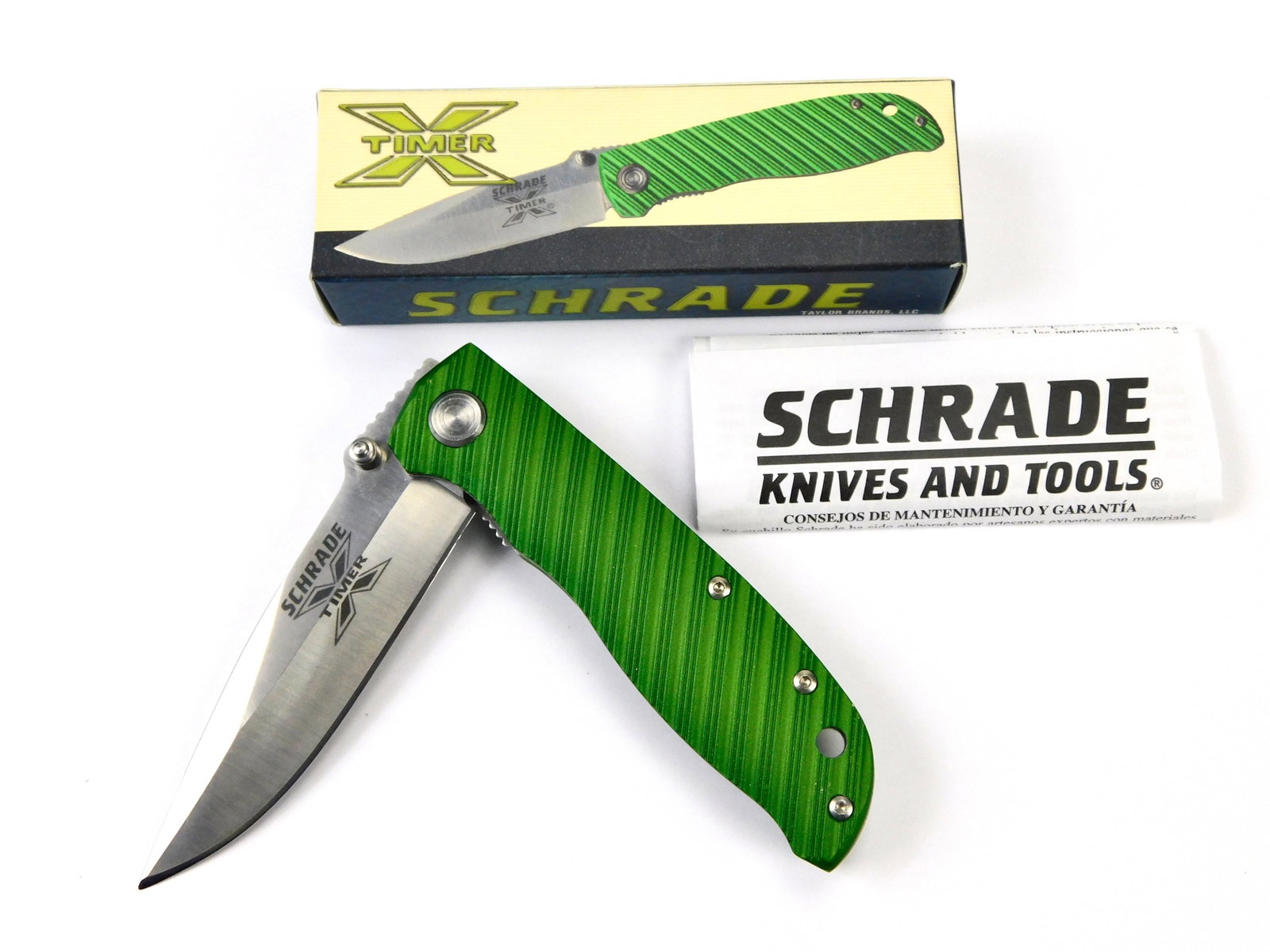 Schrade Taylor Brands X Timer Folding Pocket Knife Green (1 of 8)