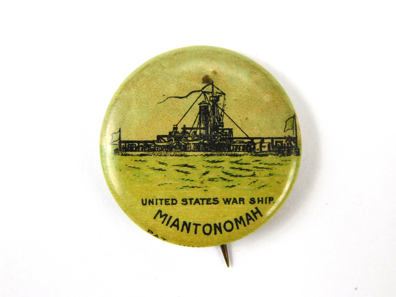 1896-98 Whitehead & Hoag NJ US War Ship USS Miantonomah Pin Pinback (1 of 3)