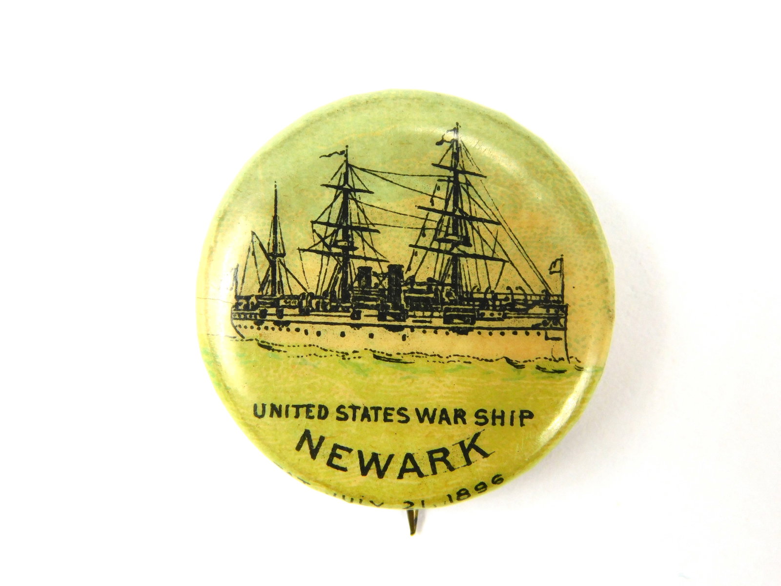1896-98 Whitehead & Hoag NJ US War Ship USS Newark Pin Pinback (1 of 3)