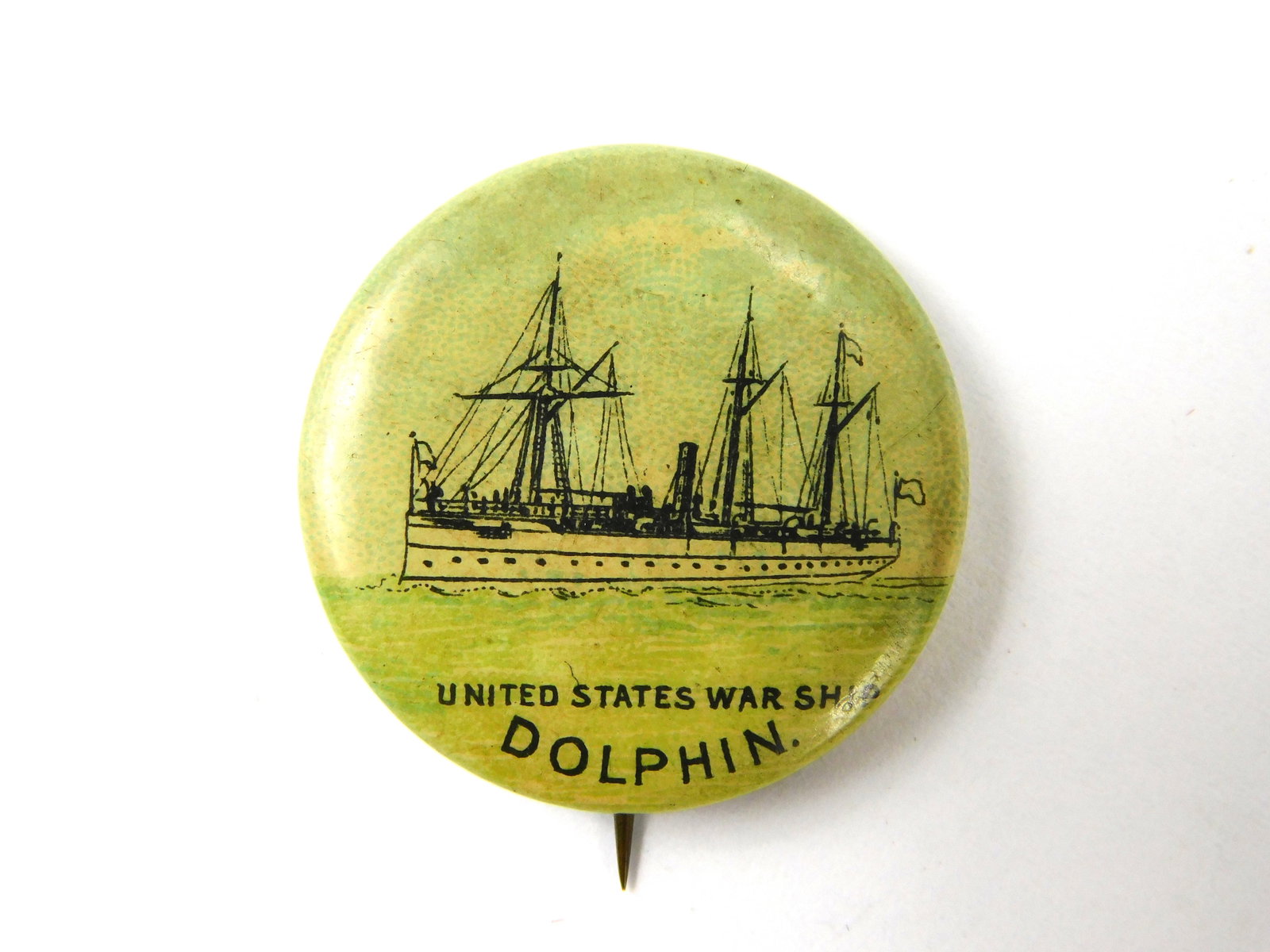 1896-98 Whitehead & Hoag NJ US War Ship USS Dolphin Pin Pinback (1 of 3)