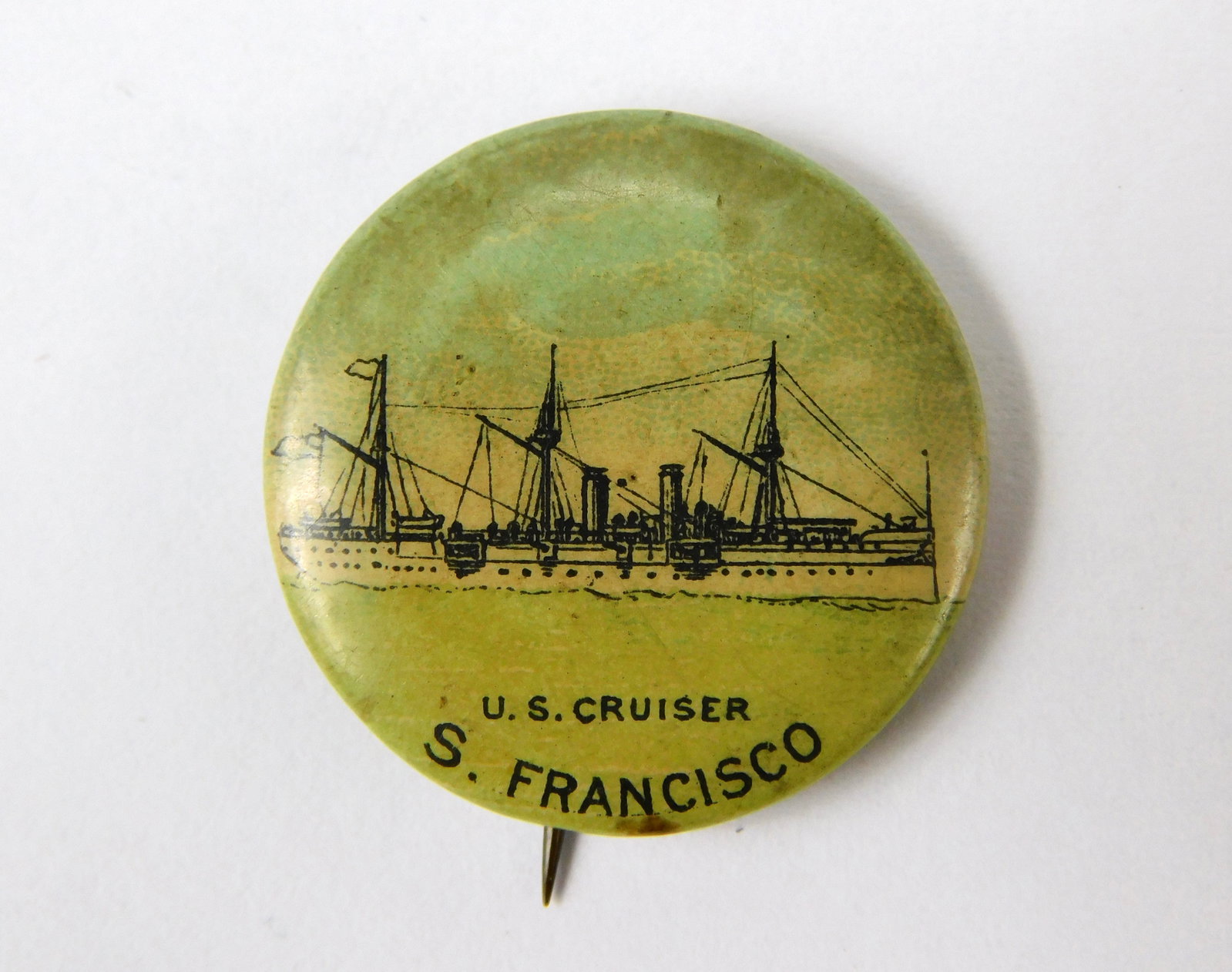 1896-98 Whitehead & Hoag NJ US War Ship USS S. Francisco Pin Pinback (1 of 3)