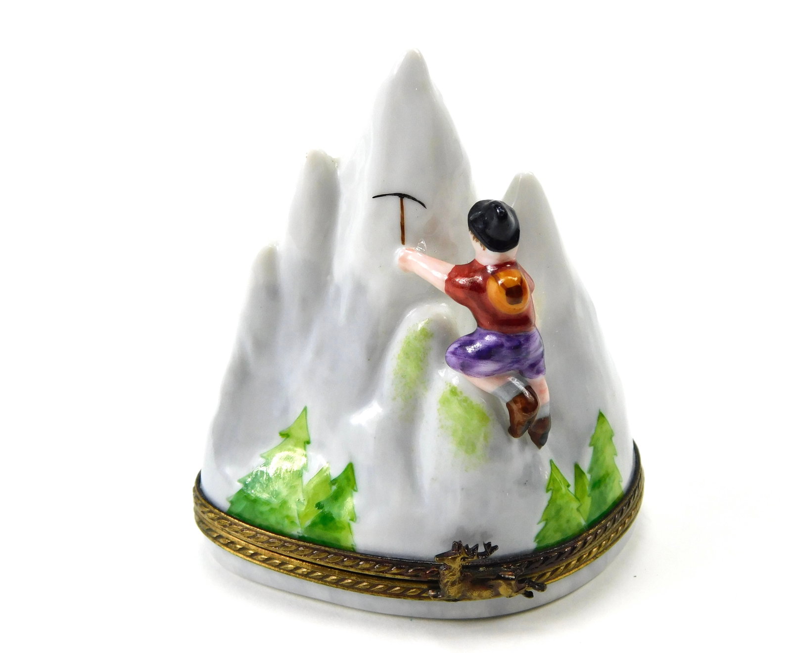 Destieux Limoges France Mountain Climber Porcelain Trinket Box (1 of 6)