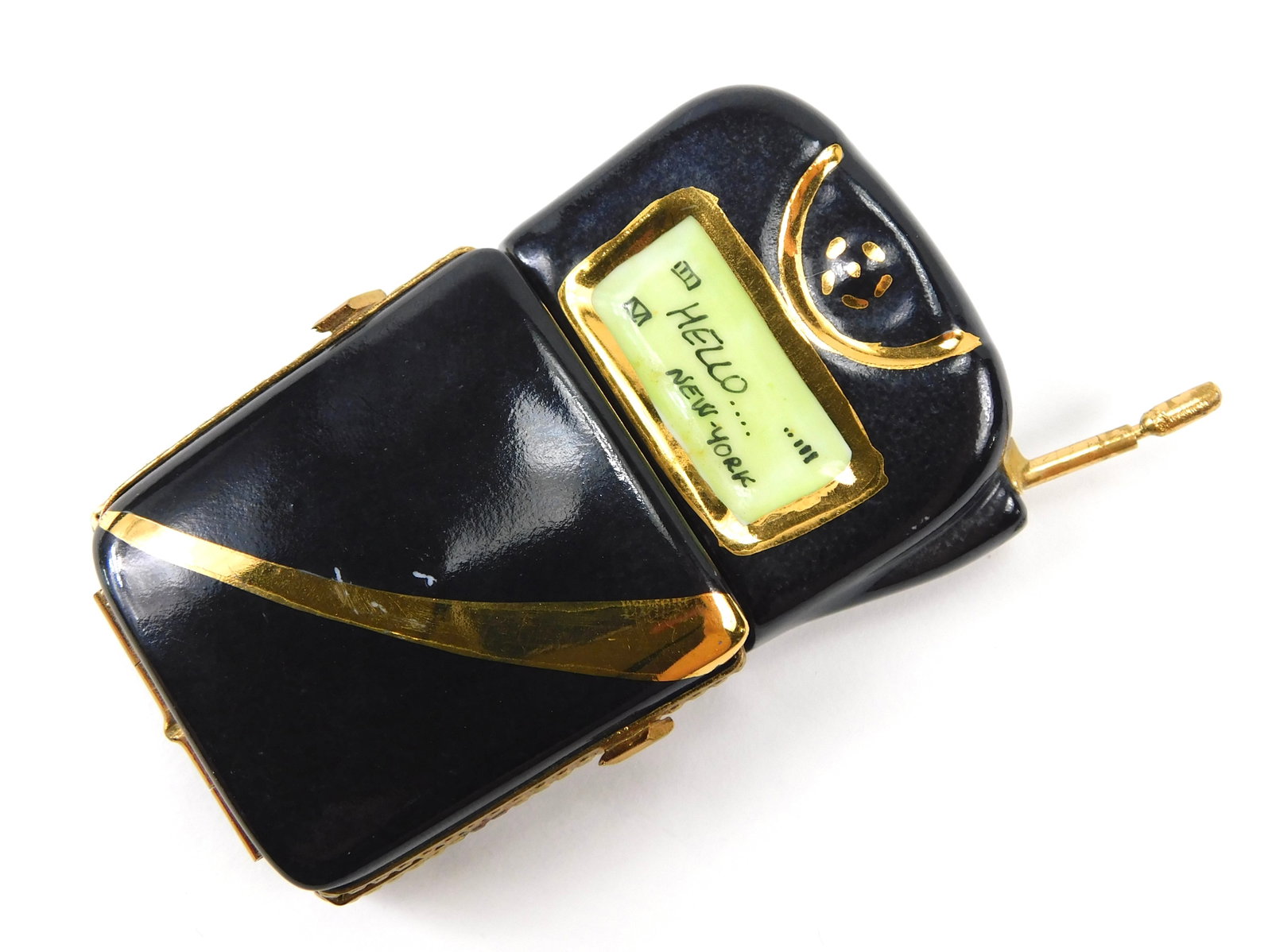 Rochard Limoges France Flip Cell Phone Porcelain Trinket Box Antenna (1 of 7)