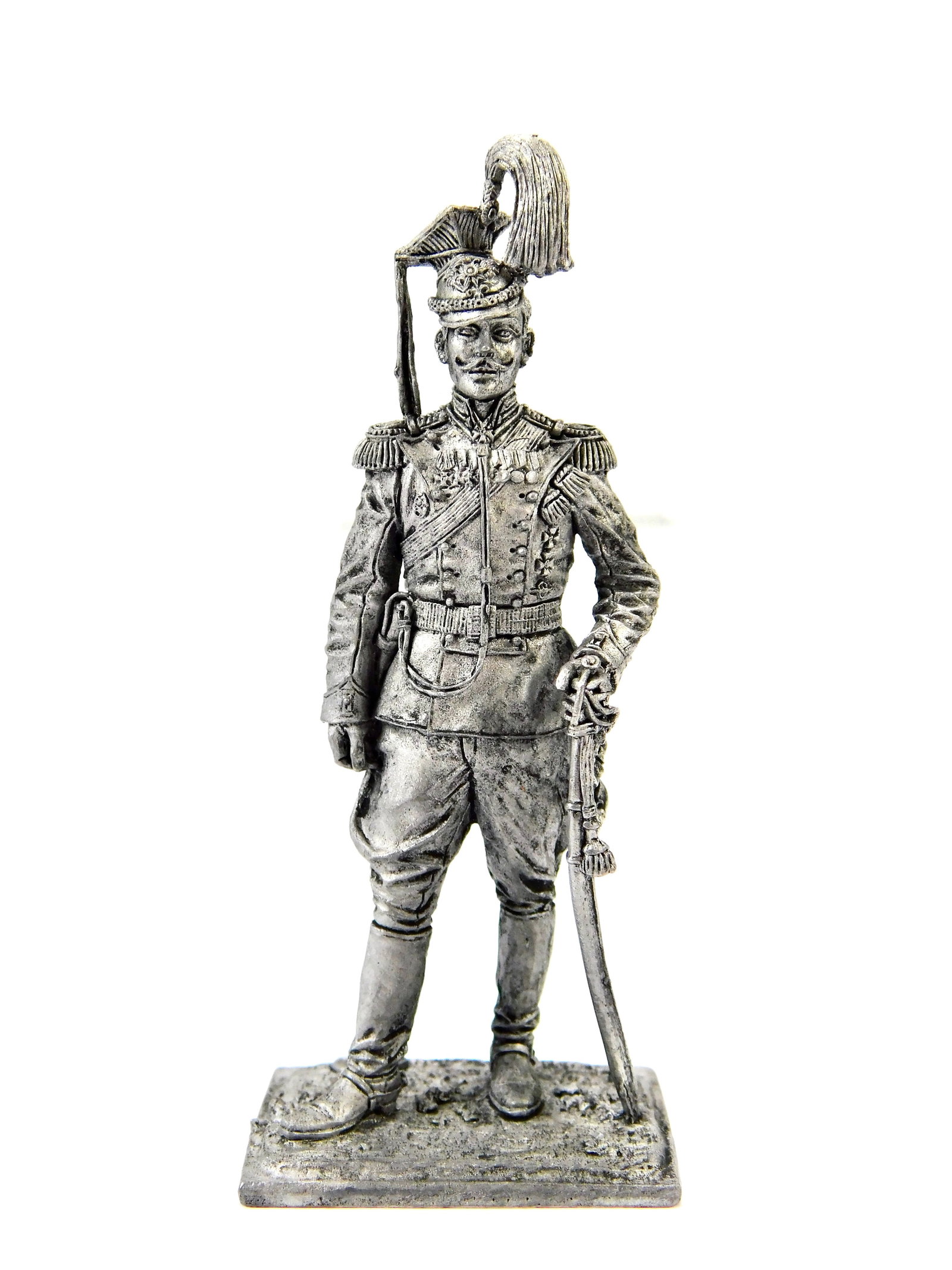 1970 European EK Castings Unpainted Tin Toy Soldier Russian Colonel Life Guard Dragoon Regiment: Vintage 1970s European EK Castings Unpainted 1:32 Scale Tin Toy Soldier, Russian Colonel of the Life Guards Dragoon Regiment (1910-14) marked on the top and bottom.