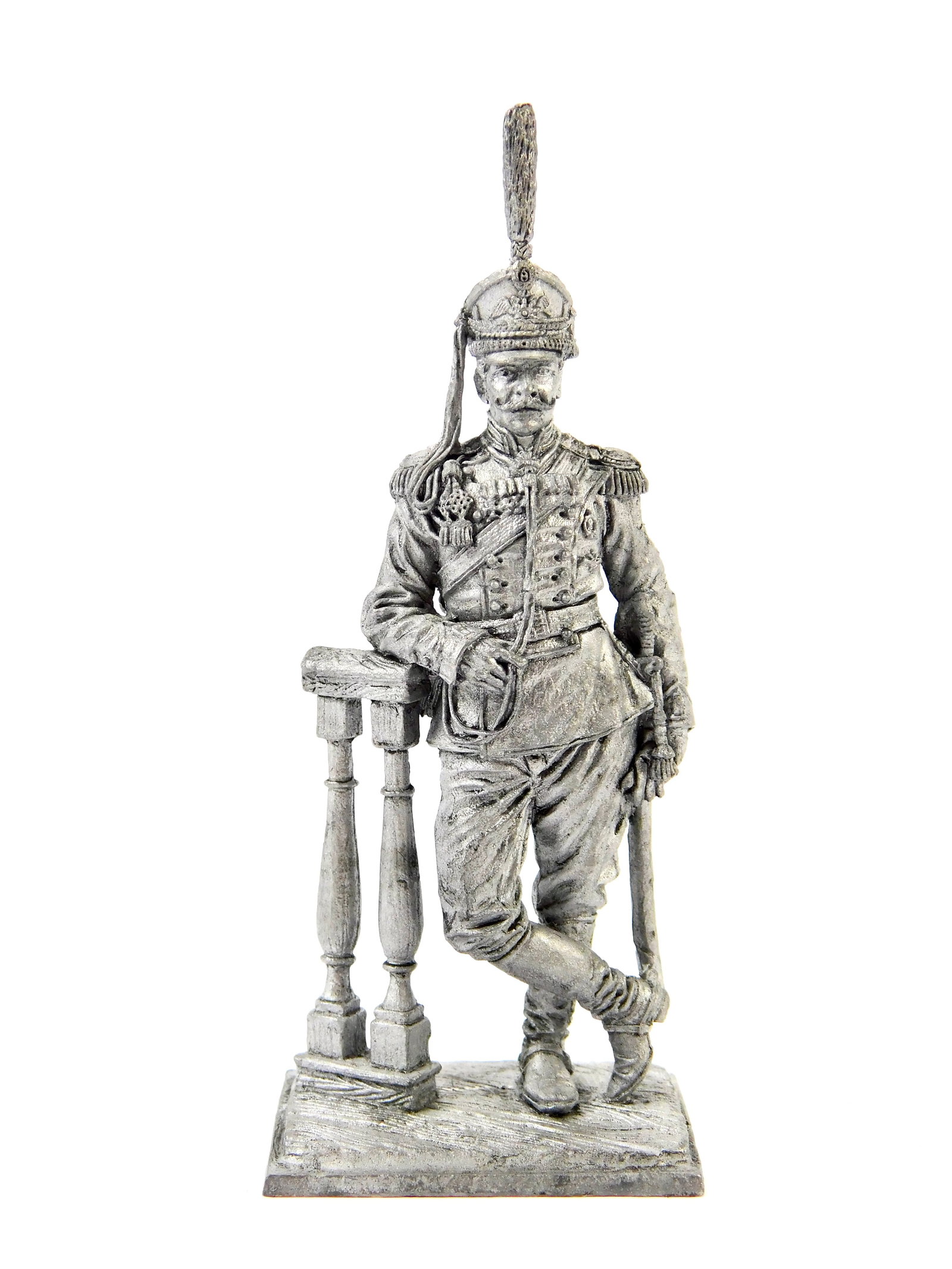 1970 European EK Castings Unpainted Tin Toy Soldier Russian Colonel Life Guard Uhlan Regiment: Vintage 1970s European EK Castings Unpainted 1:32 Scale Tin Toy Soldier, Russian Colonel of the Life Guards Uhlan Regiment (1910-14), marked on the top and bottom.