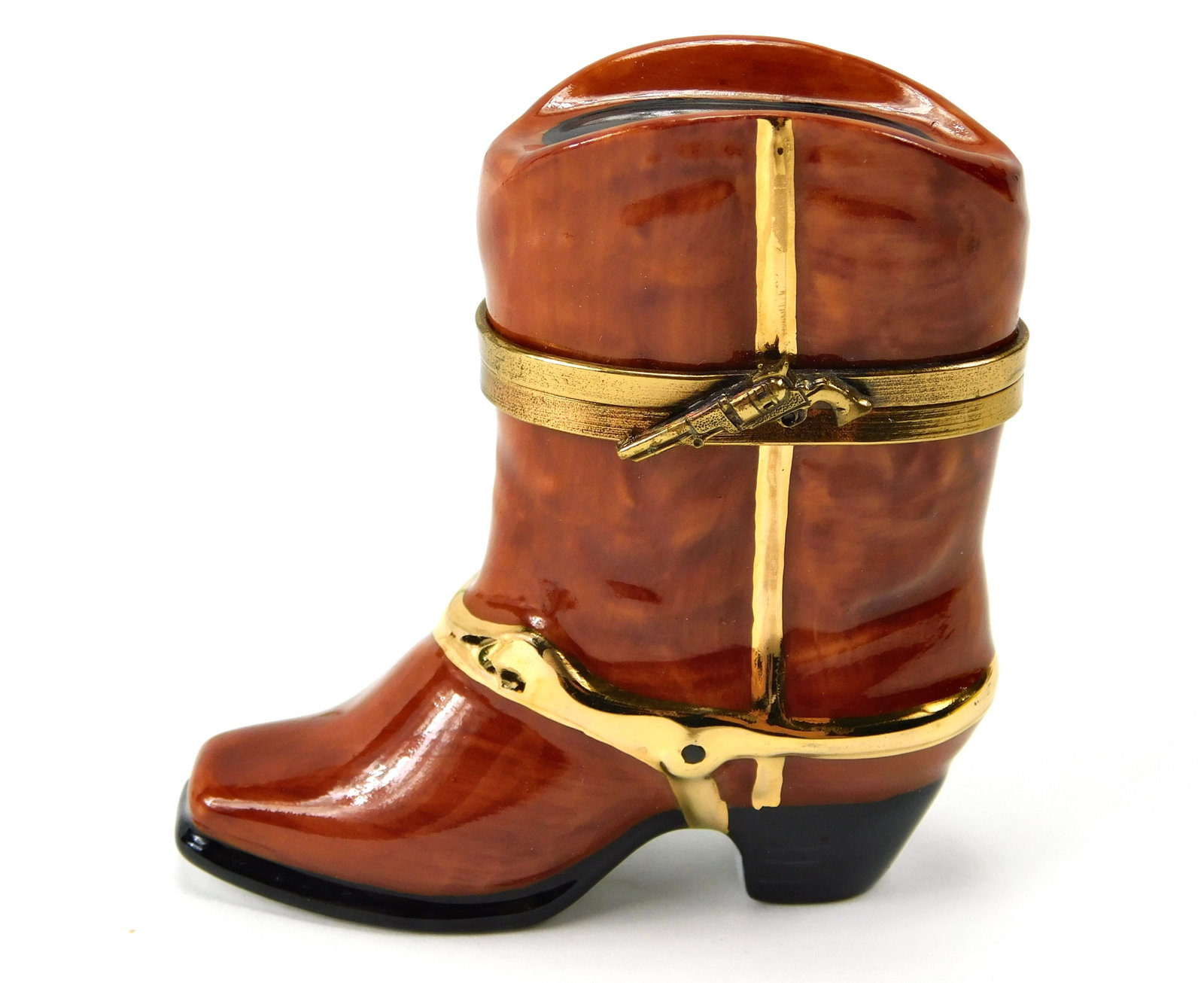 Pierre Limoges France Cowboy Boot Porcelain Trinket Box Pistol Clasp (1 of 6)