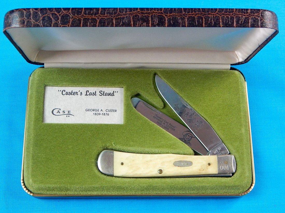 1986 CASE XX Limited George A. Caster Folding Knife: W.R. Case & Sons Collectors Series1986 CASE XX Limited Edition George A. Caster Commemorative 2 Blade Folding Pocket Knife. With original box. Serial # 190. Size: 7 1/2"long, 4 1/4" closed.