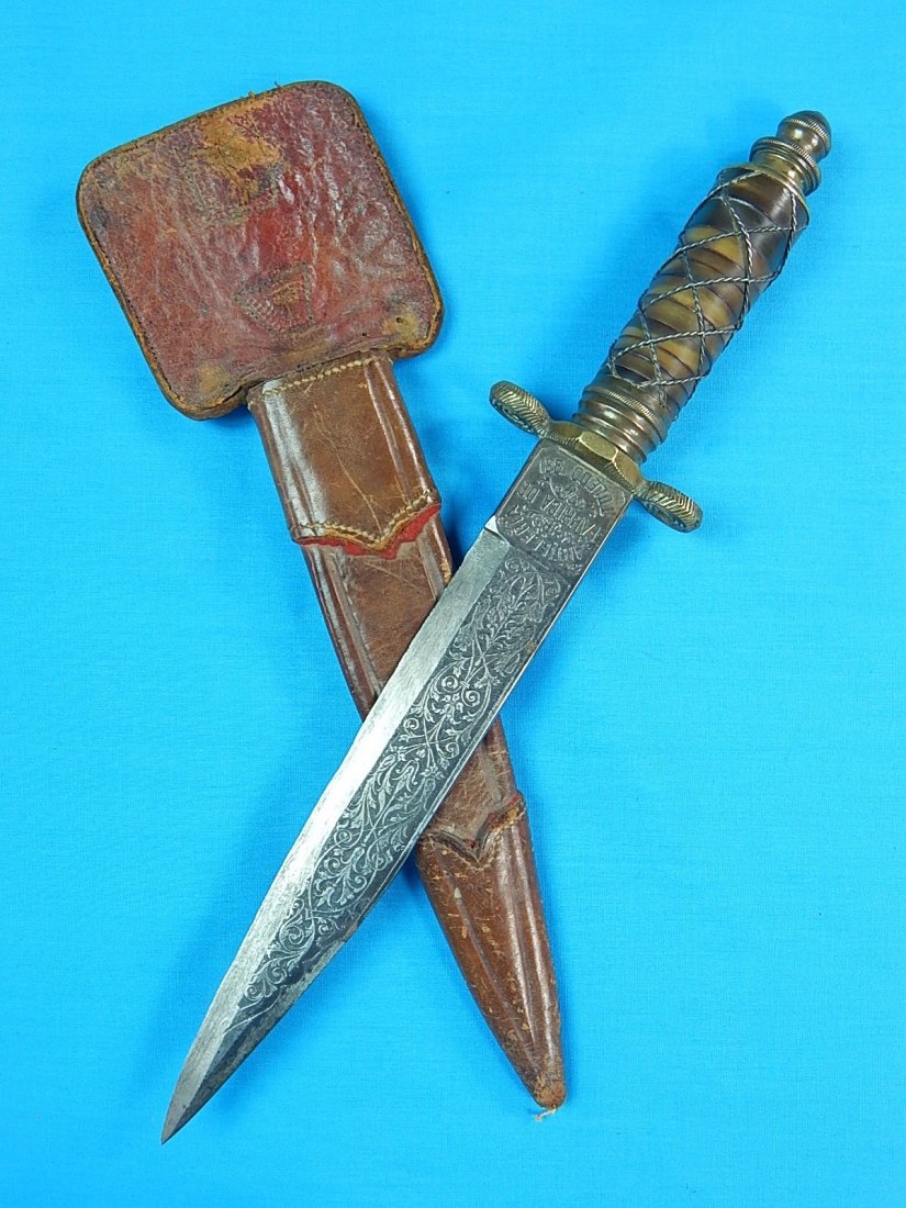 Antique Spanish Spain Artilleria Toledo Engraved Knife